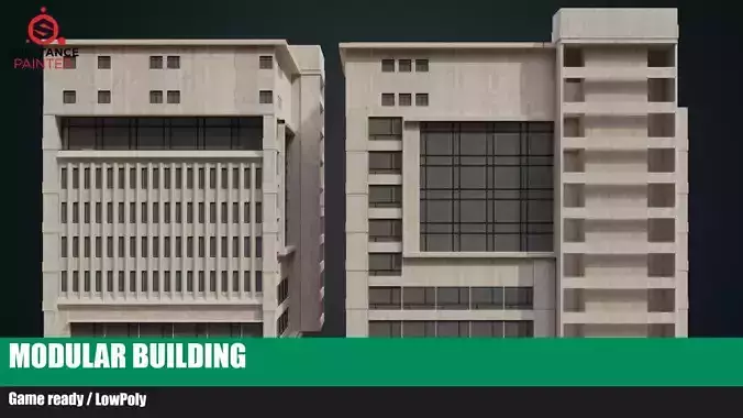 Modular building  Low-poly 3D model