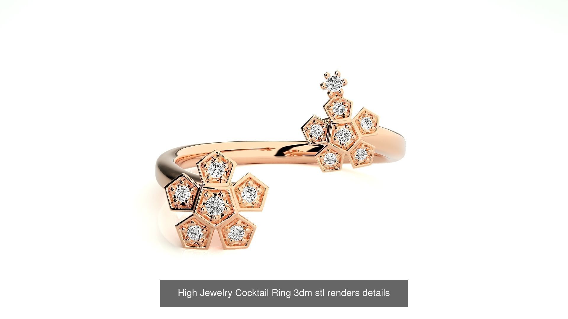 205 High Jewelry Cocktail Rings 3dm stl renders details 3D Model Collection_180