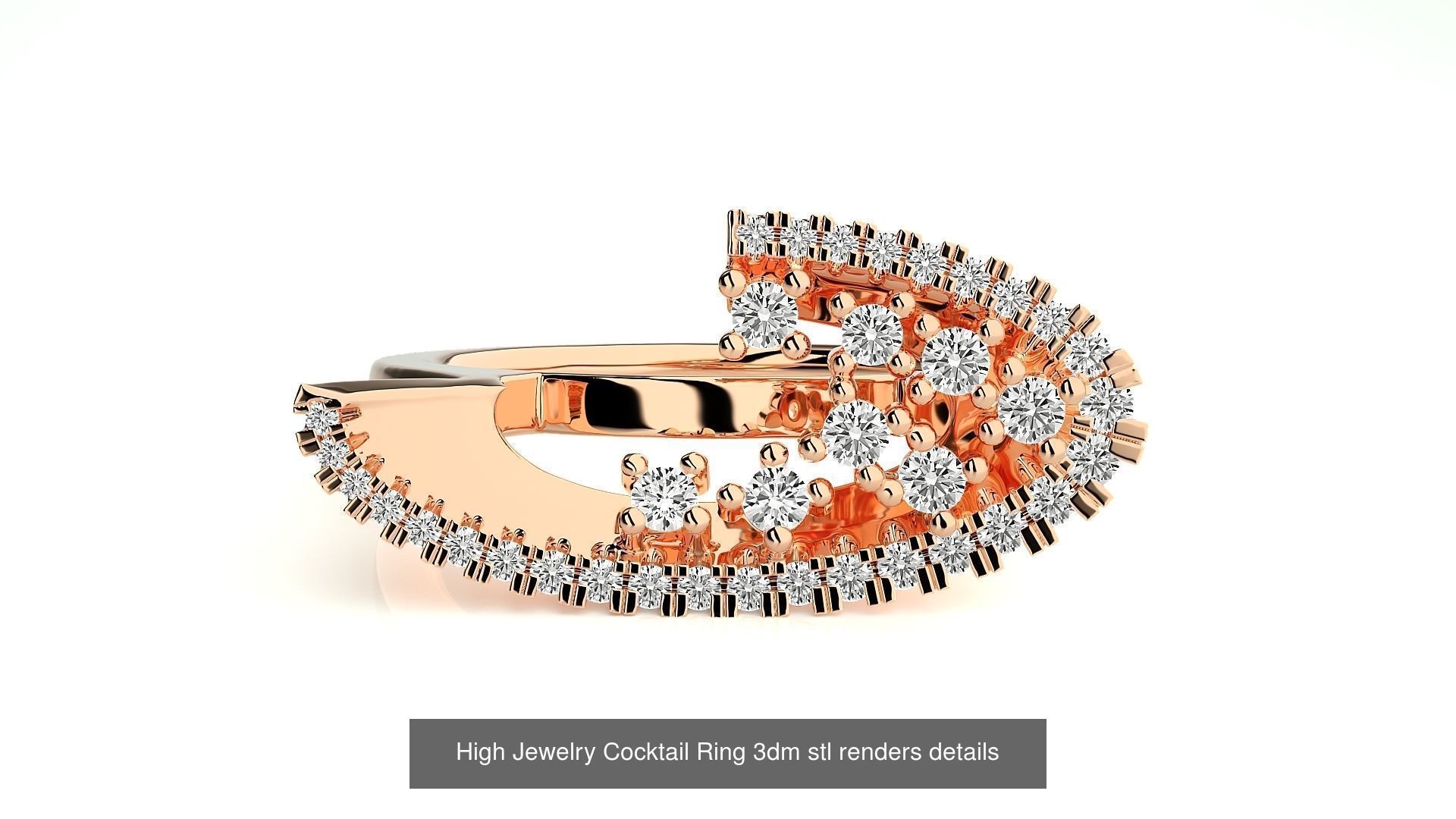 205 High Jewelry Cocktail Rings 3dm stl renders details 3D Model Collection_170