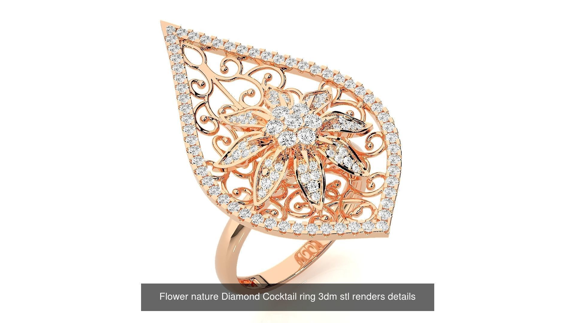 205 High Jewelry Cocktail Rings 3dm stl renders details 3D Model Collection_98