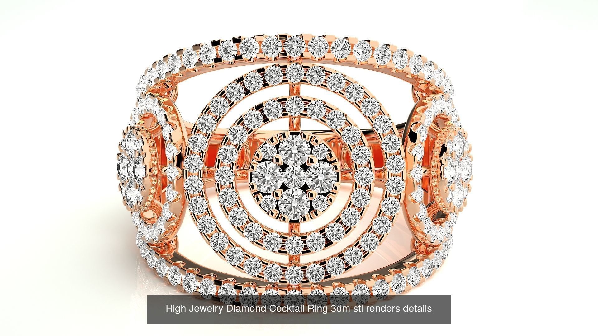 205 High Jewelry Cocktail Rings 3dm stl renders details 3D Model Collection_30