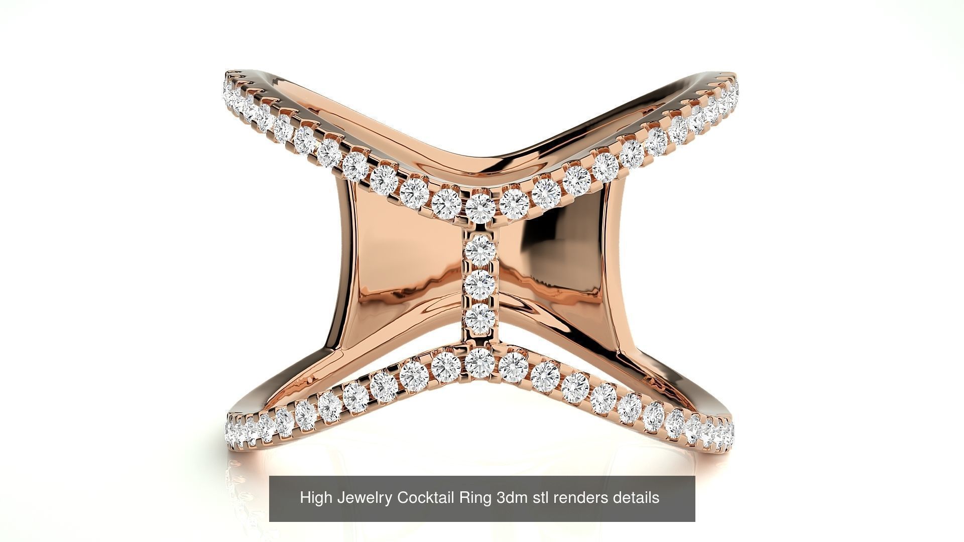 205 High Jewelry Cocktail Rings 3dm stl renders details 3D Model Collection_66