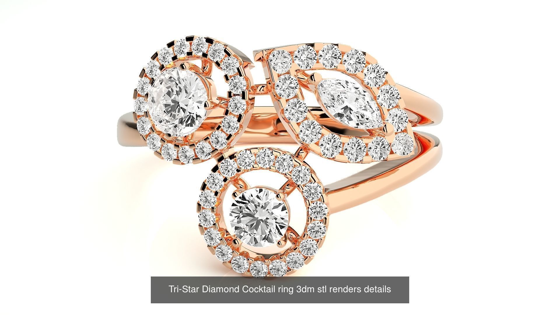 205 High Jewelry Cocktail Rings 3dm stl renders details 3D Model Collection_33