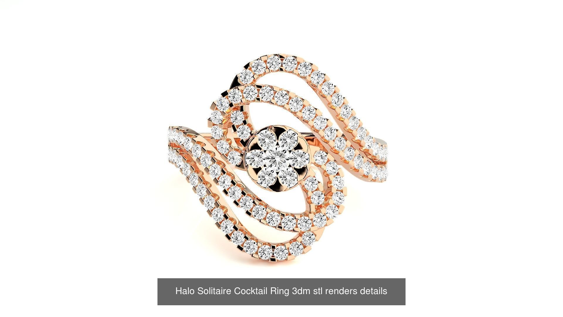 205 High Jewelry Cocktail Rings 3dm stl renders details 3D Model Collection_73