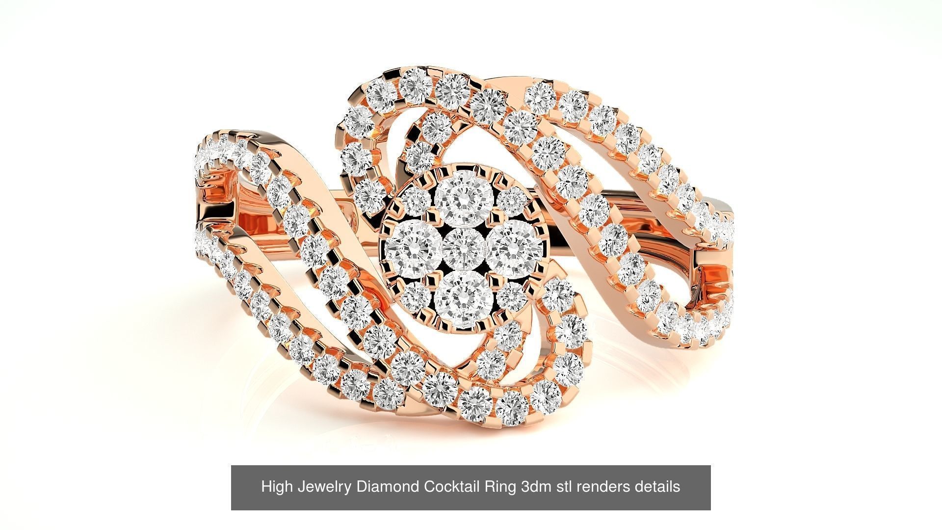 205 High Jewelry Cocktail Rings 3dm stl renders details 3D Model Collection_28