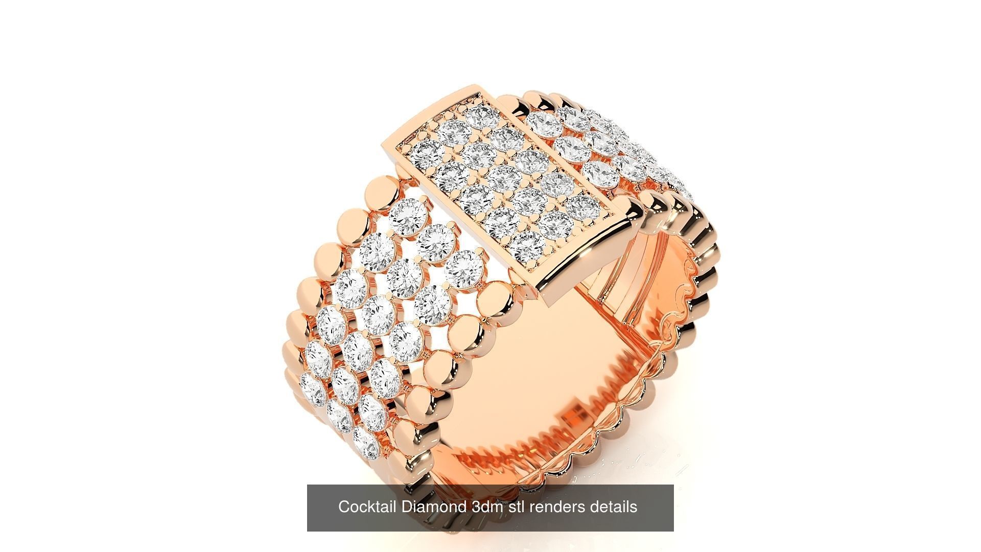 205 High Jewelry Cocktail Rings 3dm stl renders details 3D Model Collection_122