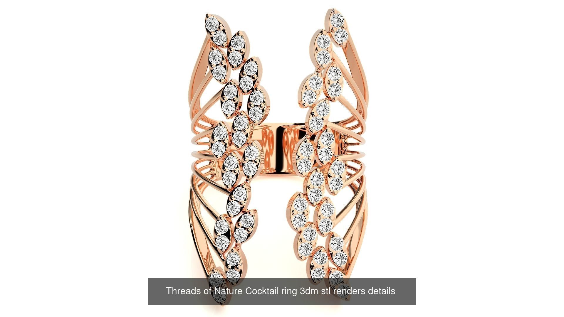 205 High Jewelry Cocktail Rings 3dm stl renders details 3D Model Collection_142