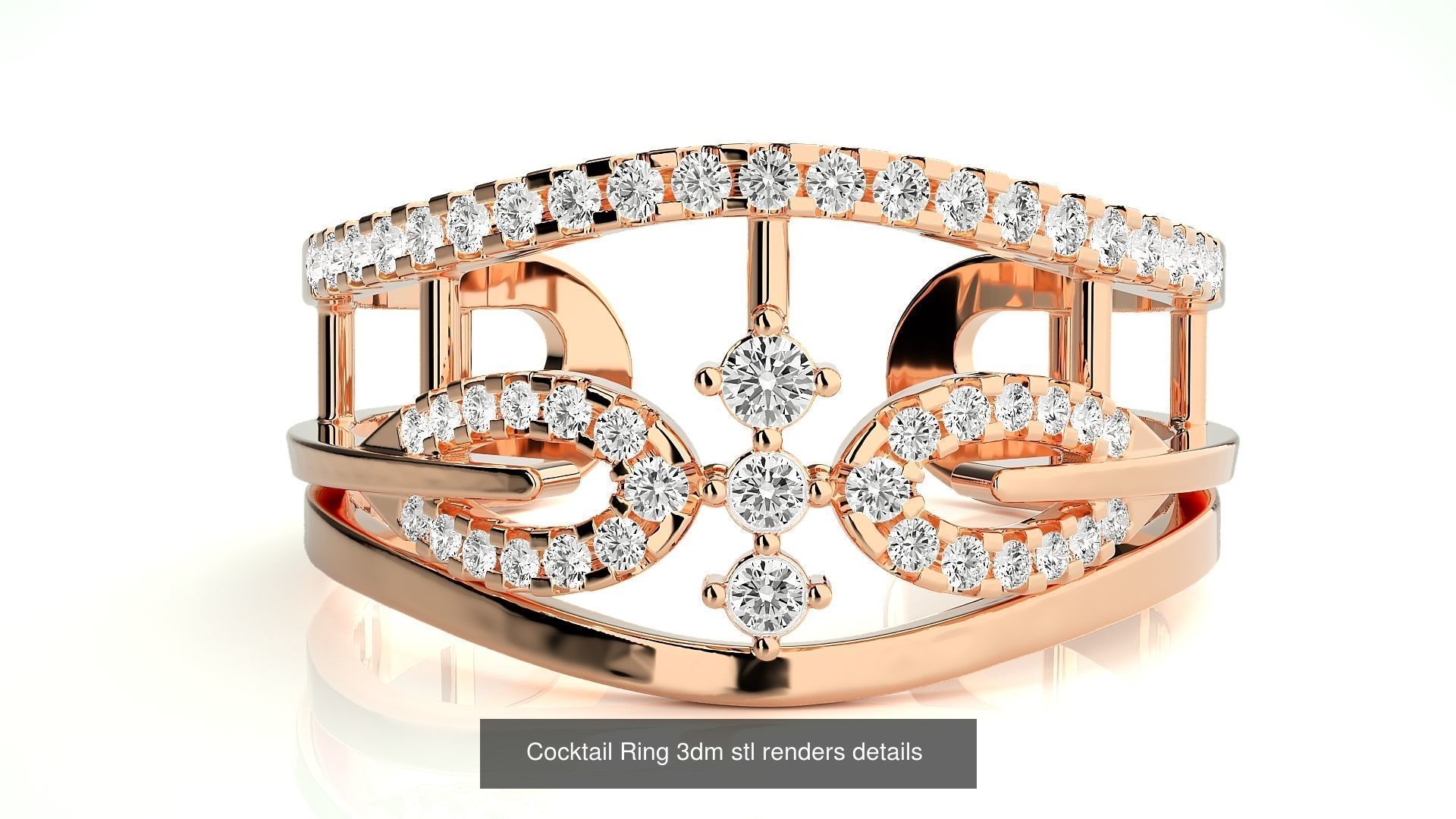 205 High Jewelry Cocktail Rings 3dm stl renders details 3D Model Collection_60