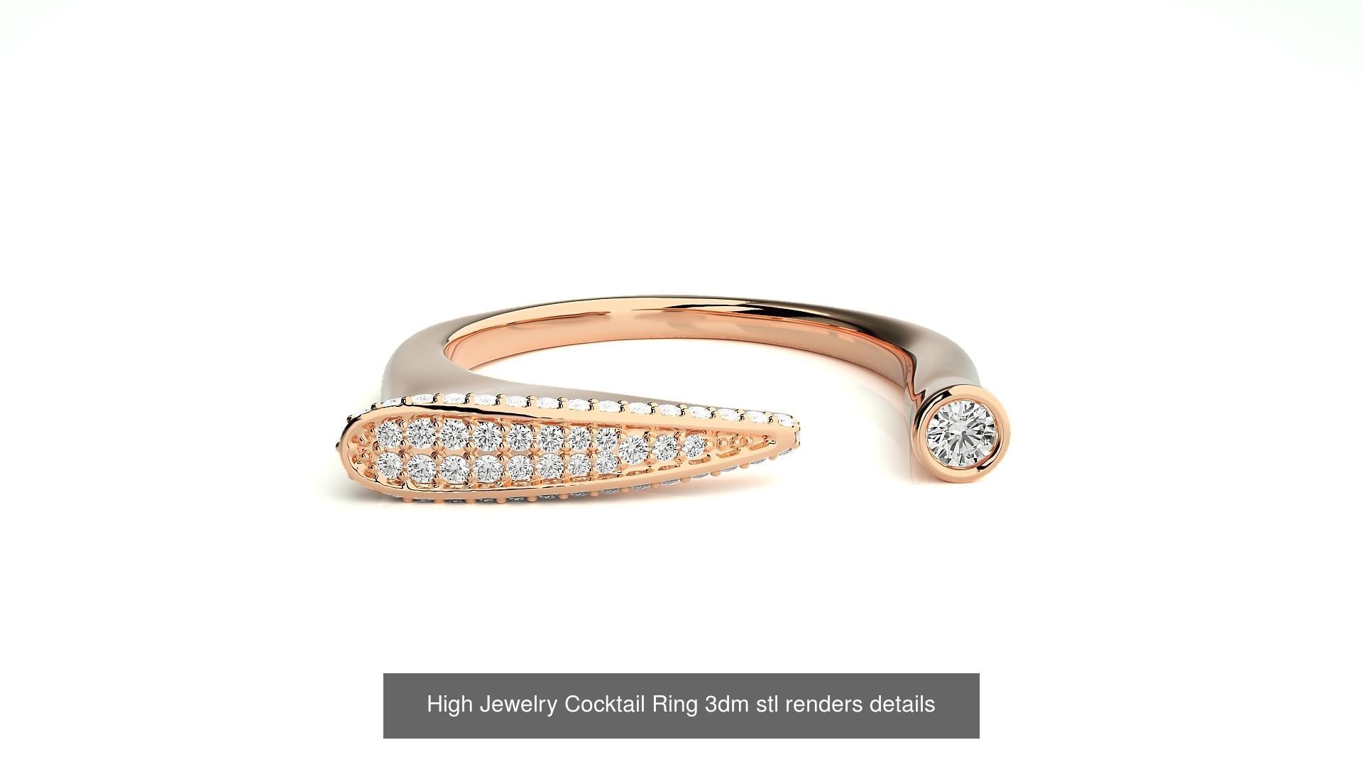 205 High Jewelry Cocktail Rings 3dm stl renders details 3D Model Collection_161