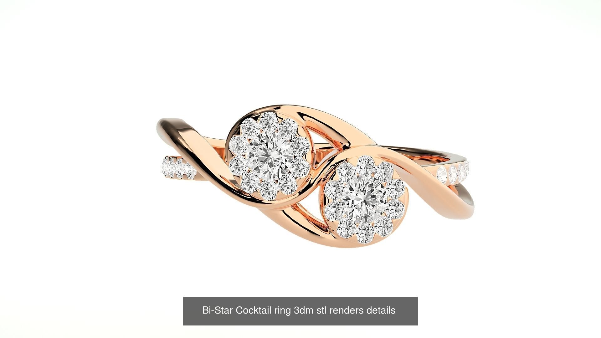 205 High Jewelry Cocktail Rings 3dm stl renders details 3D Model Collection_150