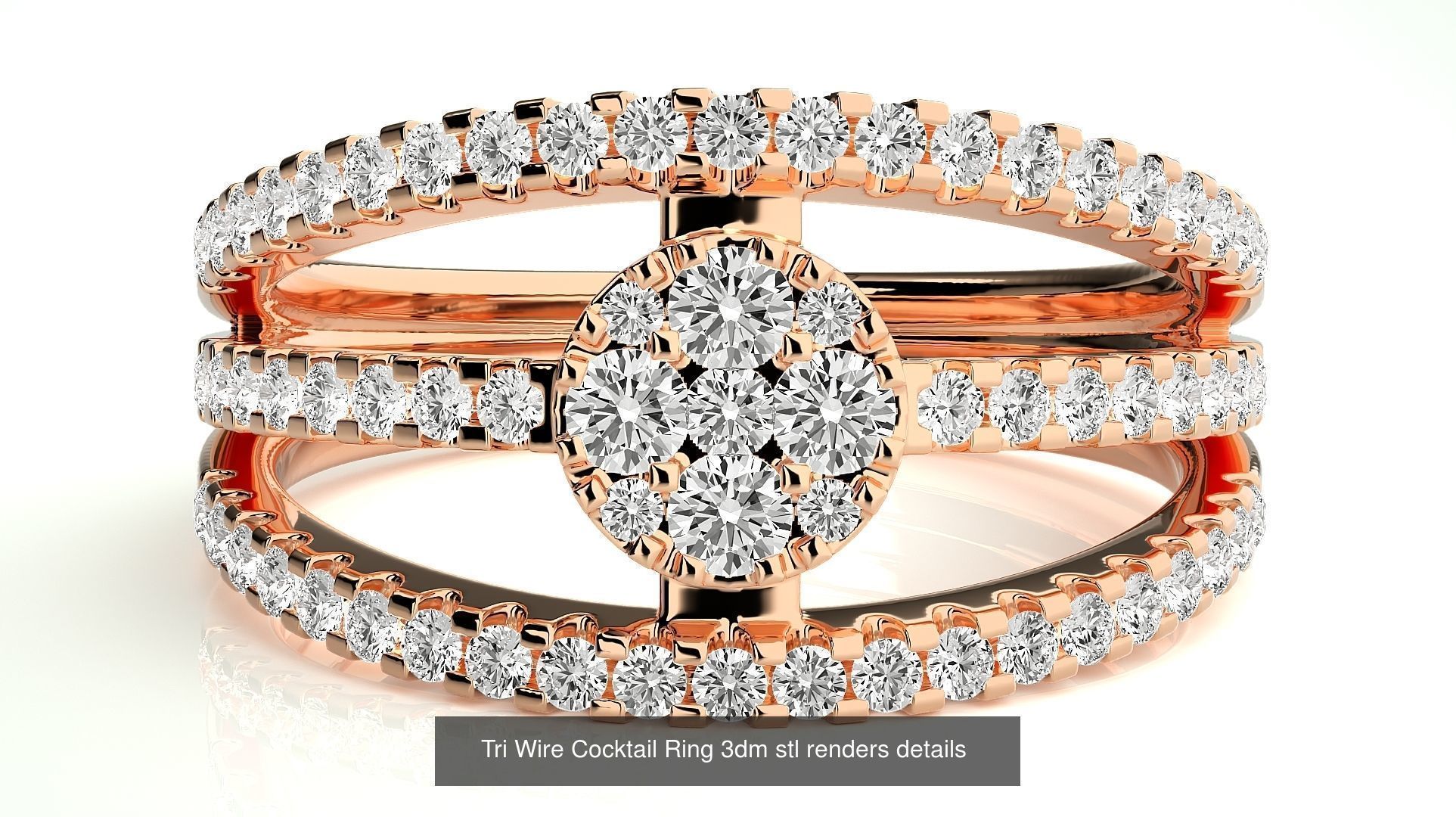 205 High Jewelry Cocktail Rings 3dm stl renders details 3D Model Collection_22