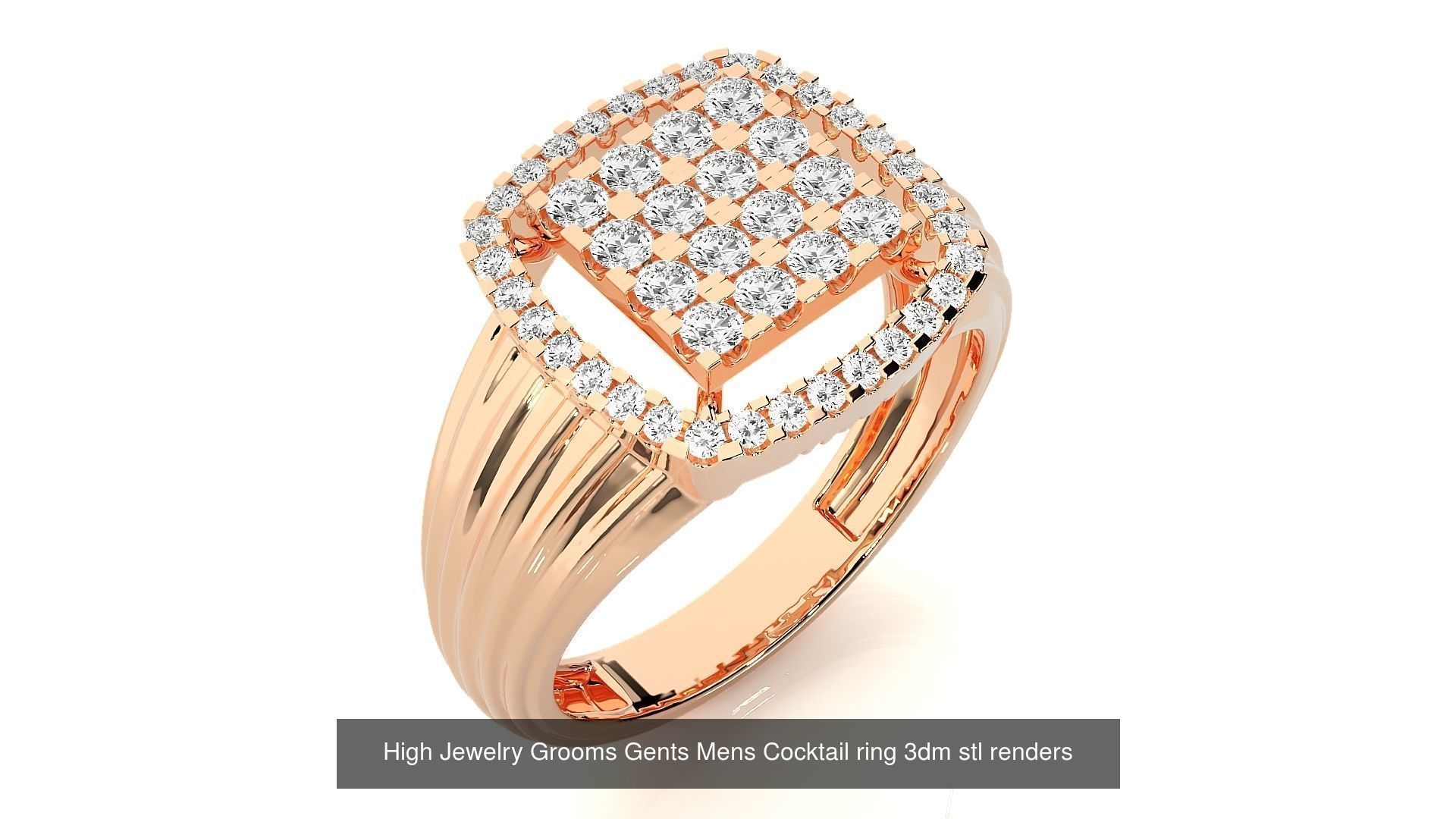 205 High Jewelry Cocktail Rings 3dm stl renders details 3D Model Collection_49