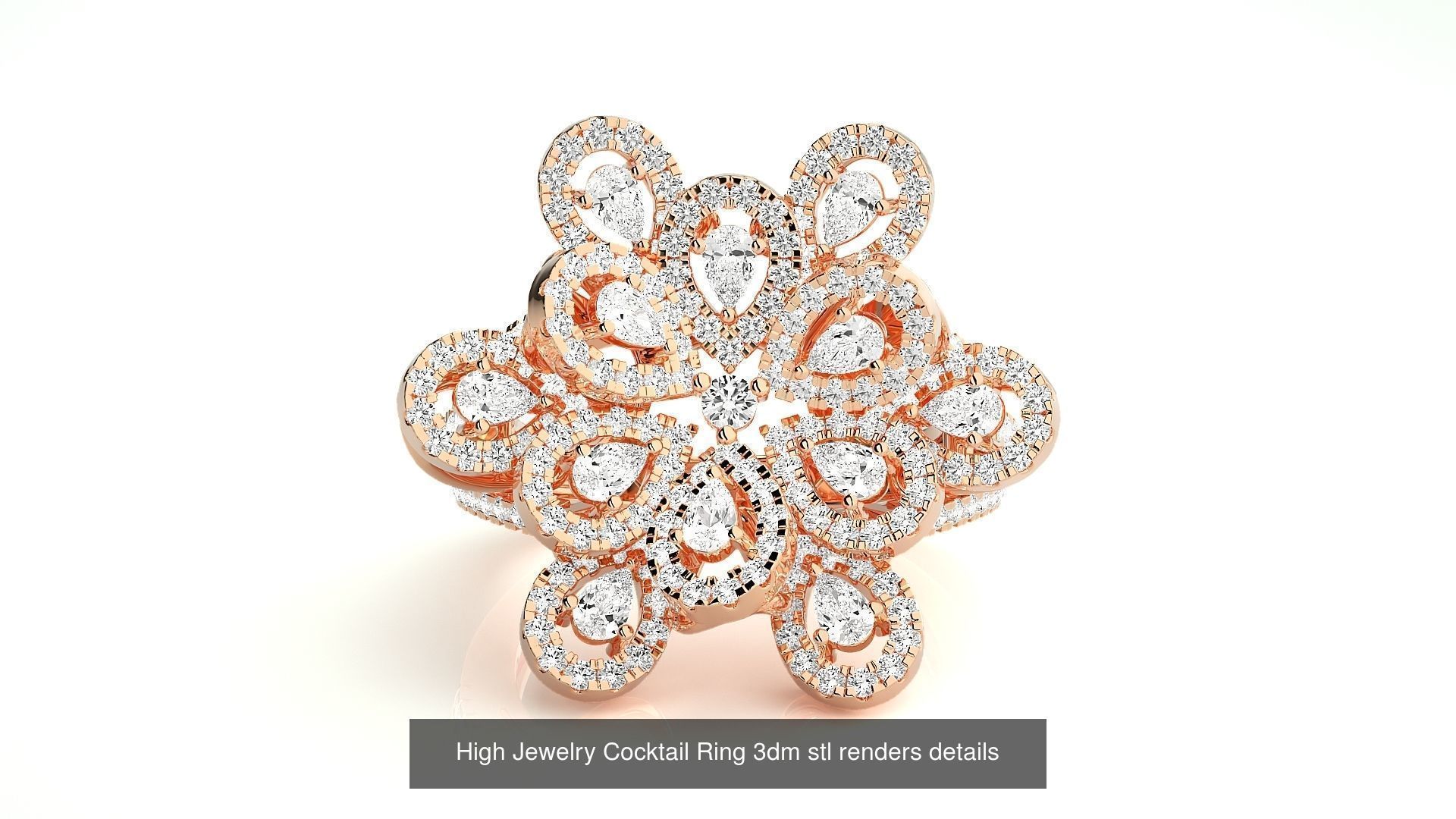 205 High Jewelry Cocktail Rings 3dm stl renders details 3D Model Collection_187