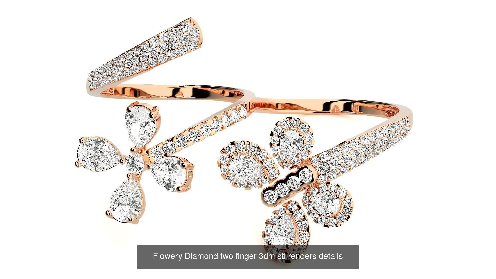 205 High Jewelry Cocktail Rings 3dm stl renders details 3D Model Collection_105