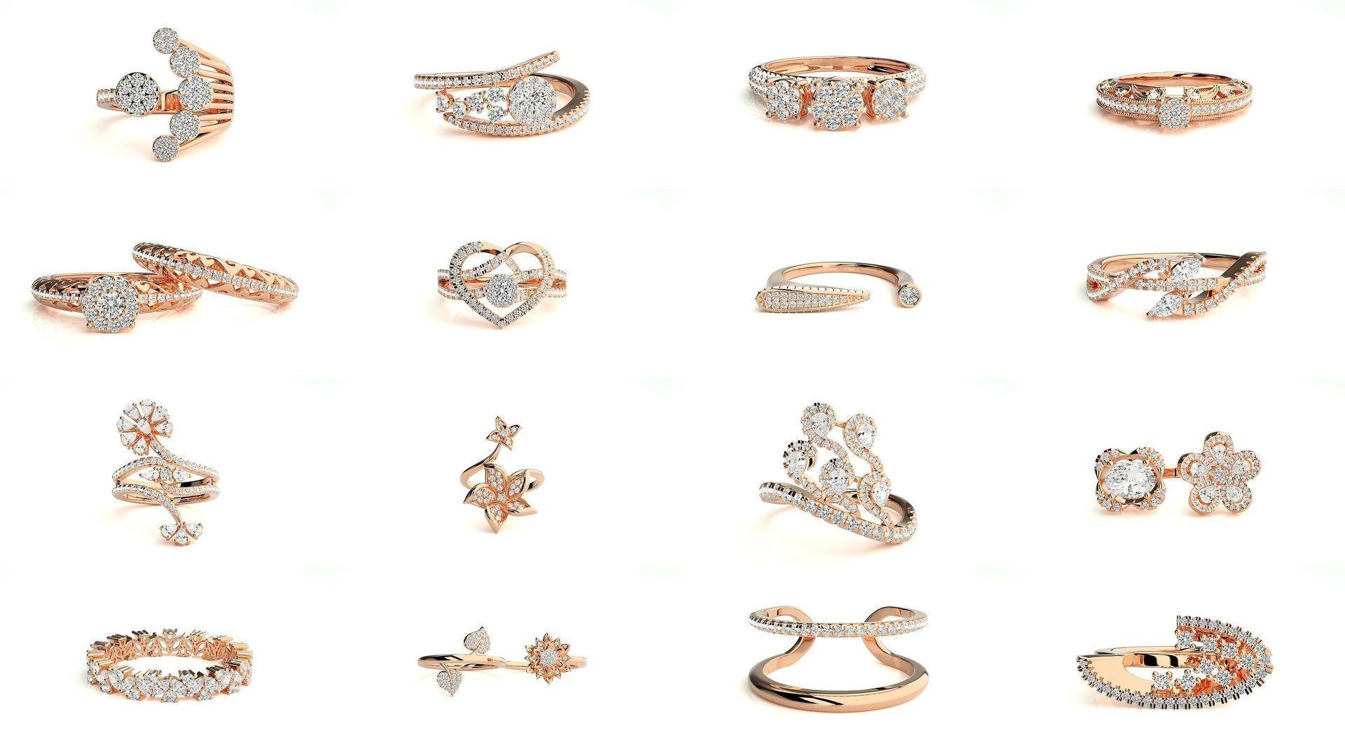 205 High Jewelry Cocktail Rings 3dm stl renders details 3D Model Collection_10