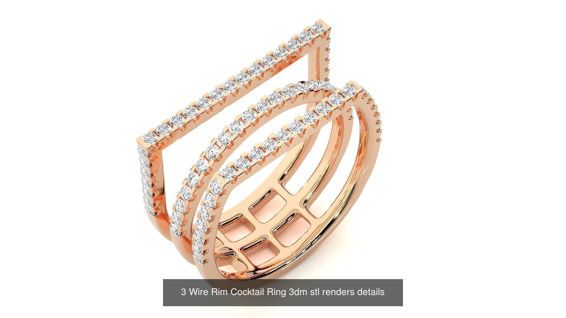 205 High Jewelry Cocktail Rings 3dm stl renders details 3D Model Collection_82