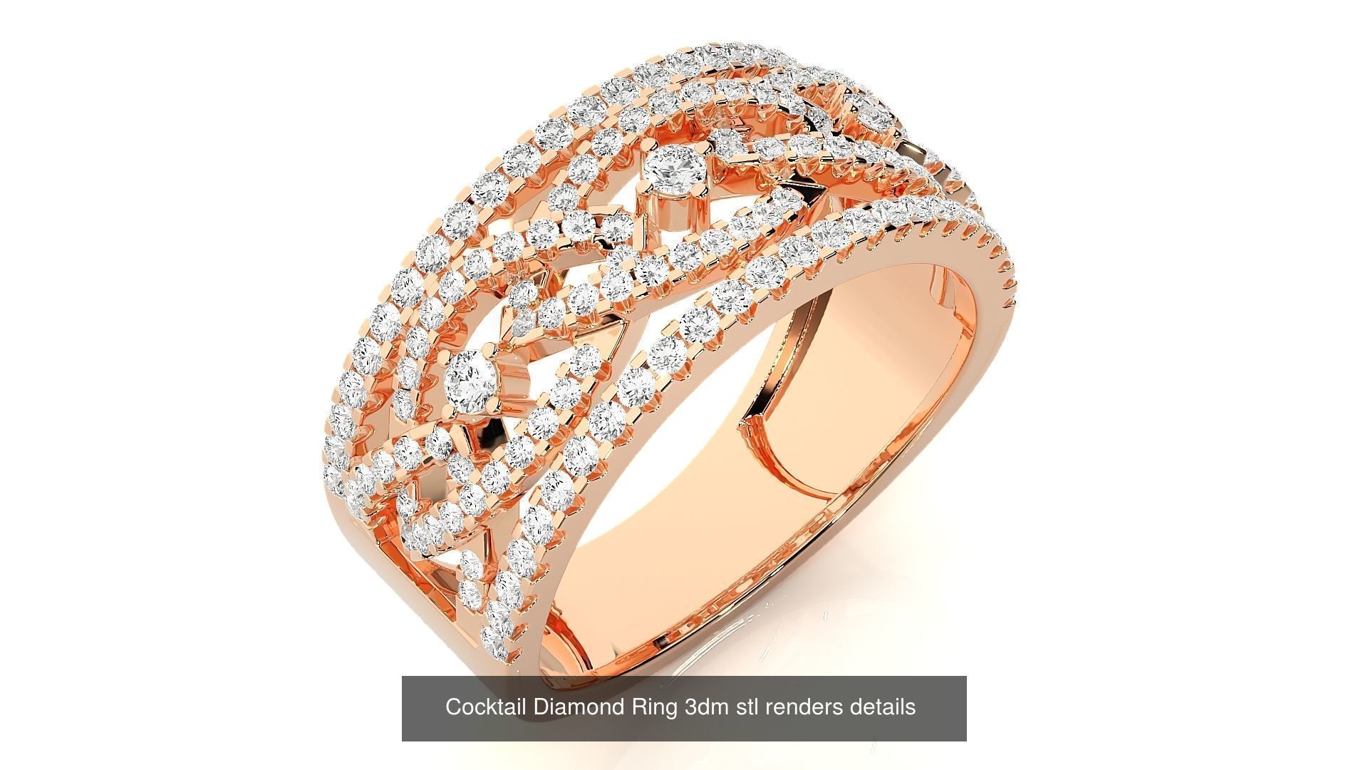 205 High Jewelry Cocktail Rings 3dm stl renders details 3D Model Collection_20