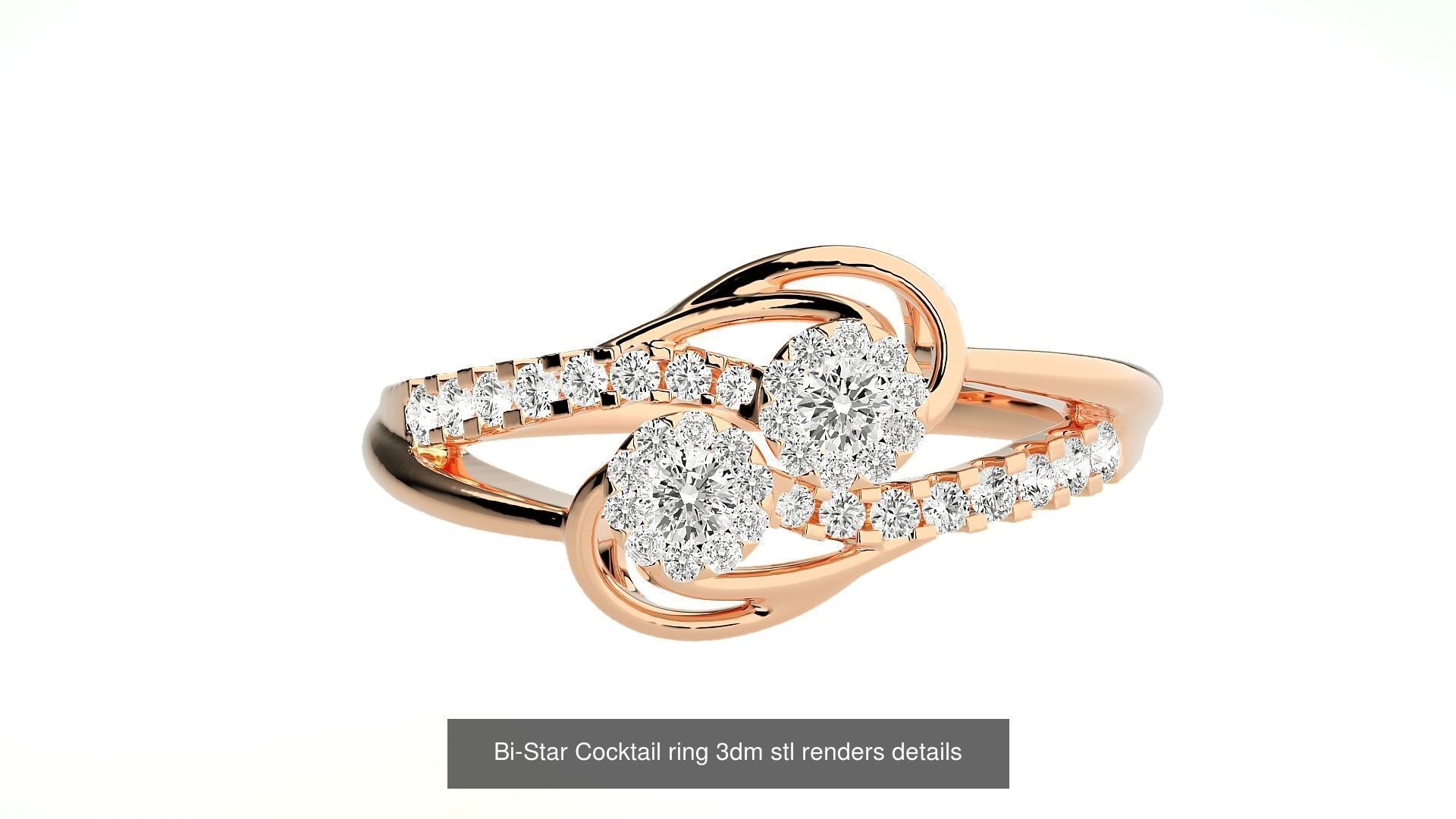 205 High Jewelry Cocktail Rings 3dm stl renders details 3D Model Collection_148