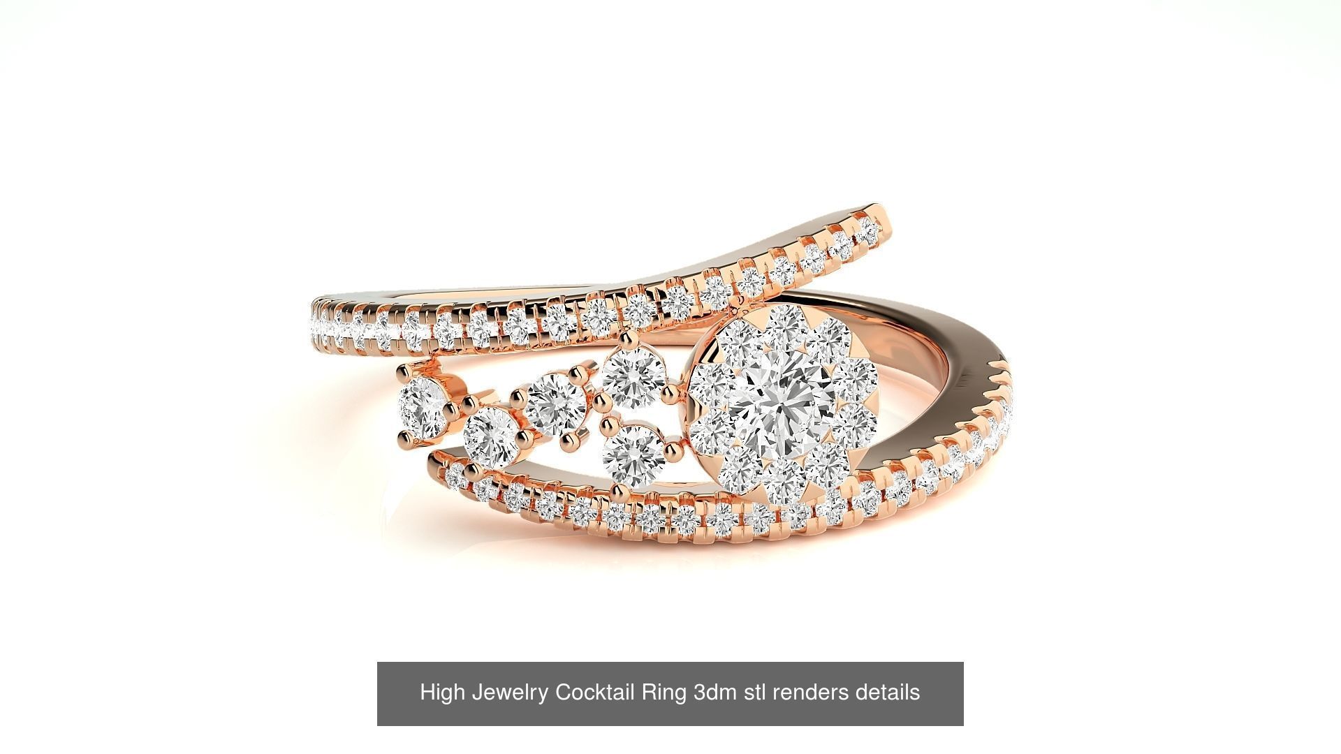 205 High Jewelry Cocktail Rings 3dm stl renders details 3D Model Collection_156