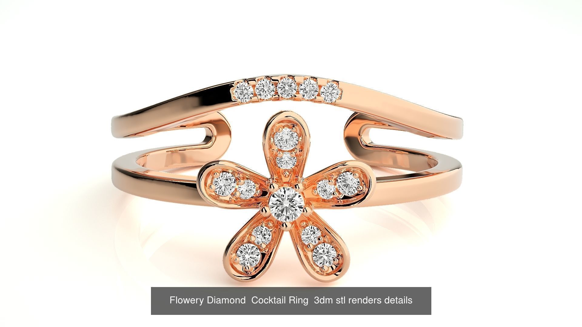 205 High Jewelry Cocktail Rings 3dm stl renders details 3D Model Collection_59