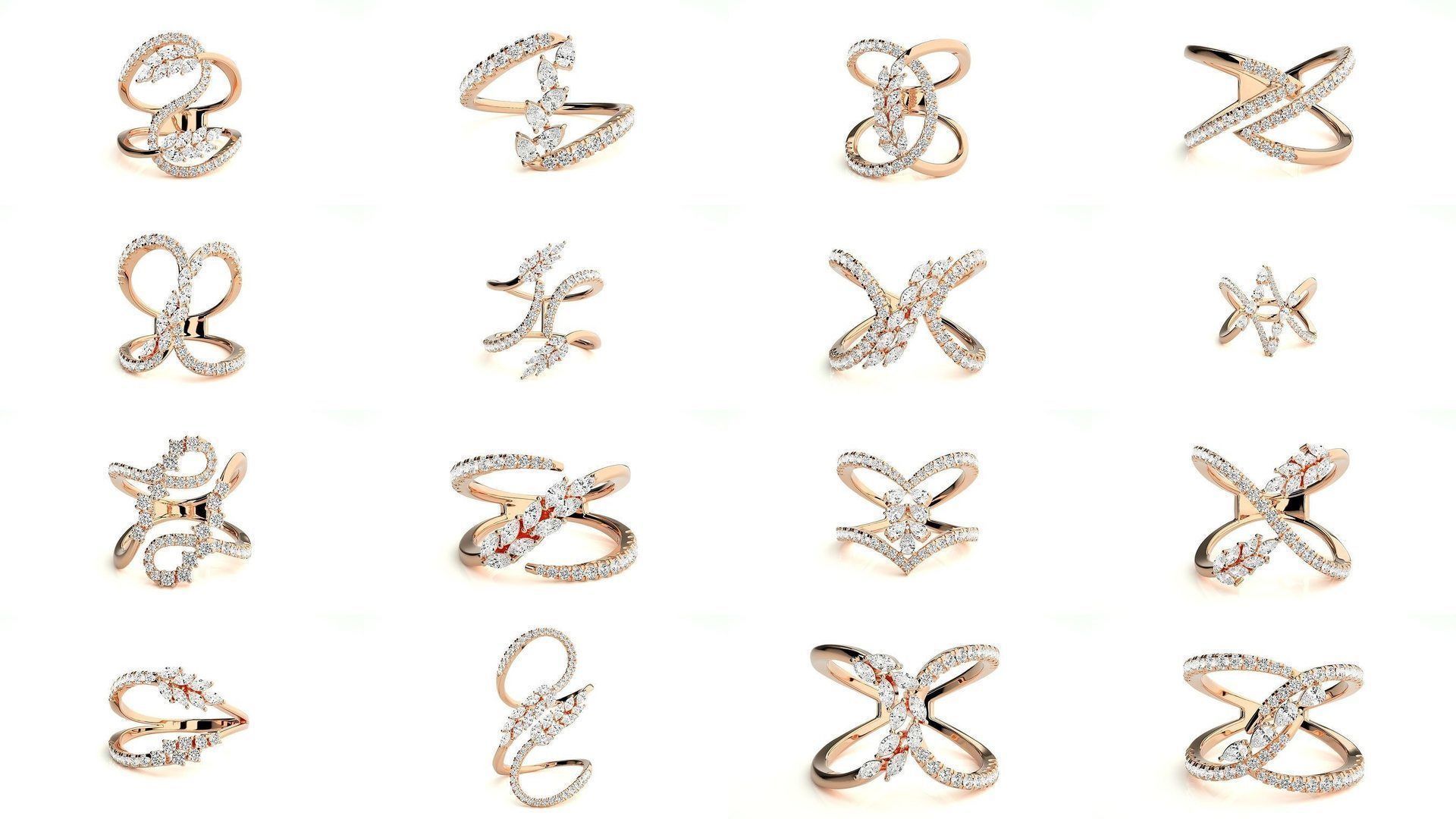 205 High Jewelry Cocktail Rings 3dm stl renders details 3D Model Collection_9