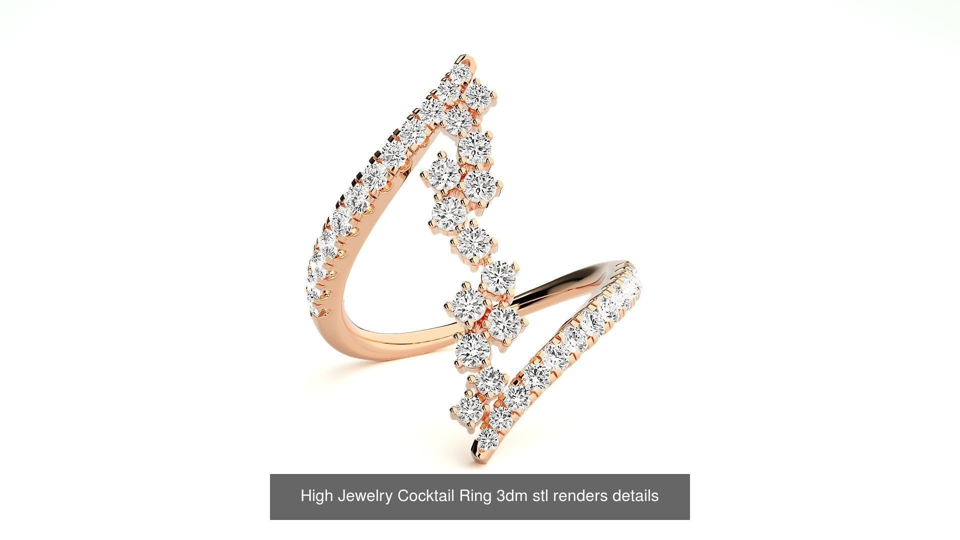 205 High Jewelry Cocktail Rings 3dm stl renders details 3D Model Collection_198