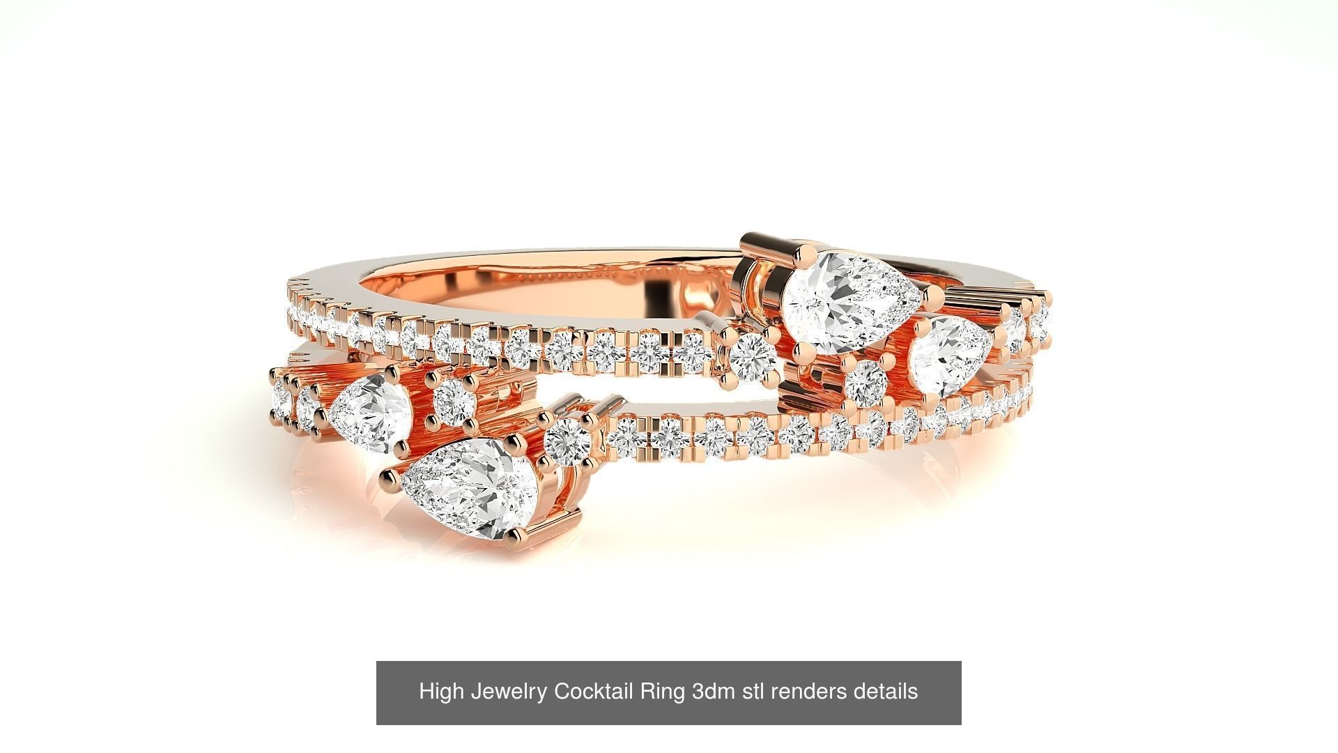 205 High Jewelry Cocktail Rings 3dm stl renders details 3D Model Collection_193