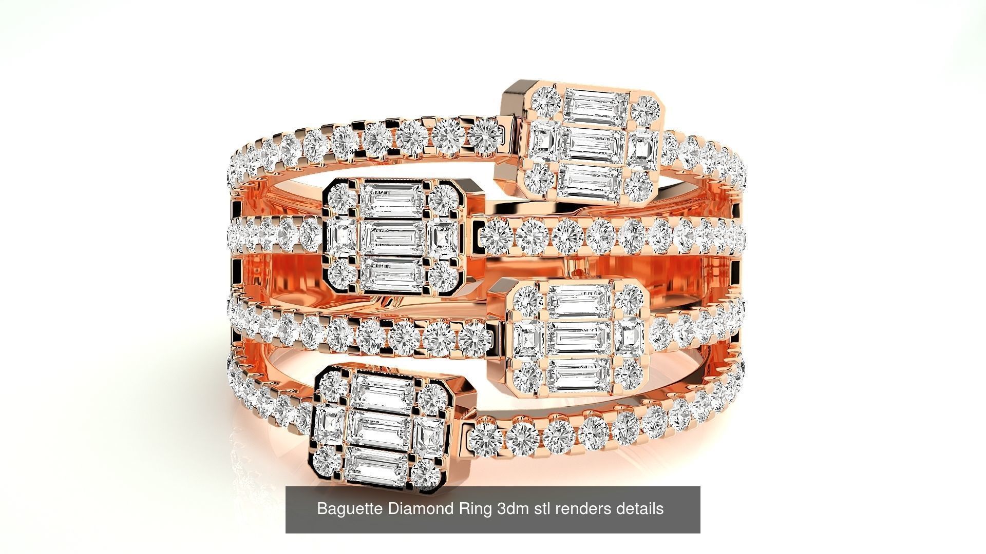 205 High Jewelry Cocktail Rings 3dm stl renders details 3D Model Collection_31