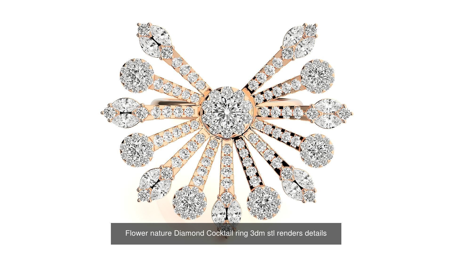 205 High Jewelry Cocktail Rings 3dm stl renders details 3D Model Collection_93