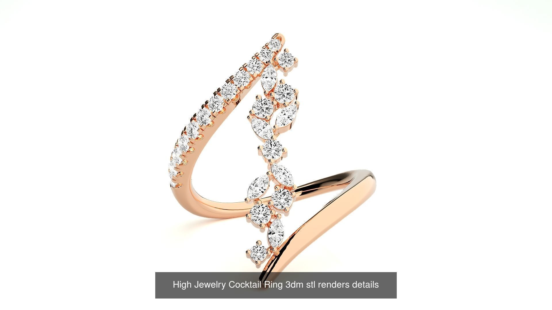 205 High Jewelry Cocktail Rings 3dm stl renders details 3D Model Collection_195