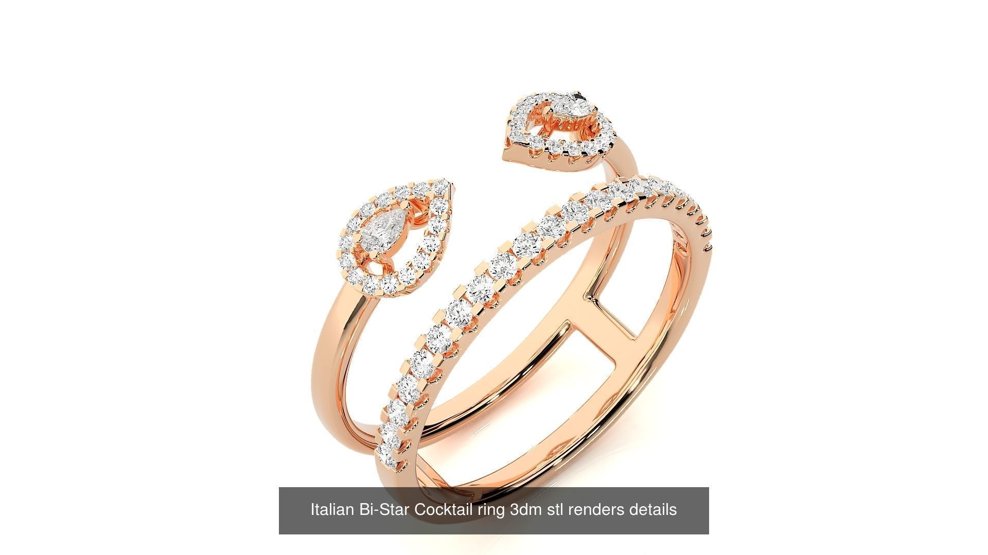 205 High Jewelry Cocktail Rings 3dm stl renders details 3D Model Collection_135