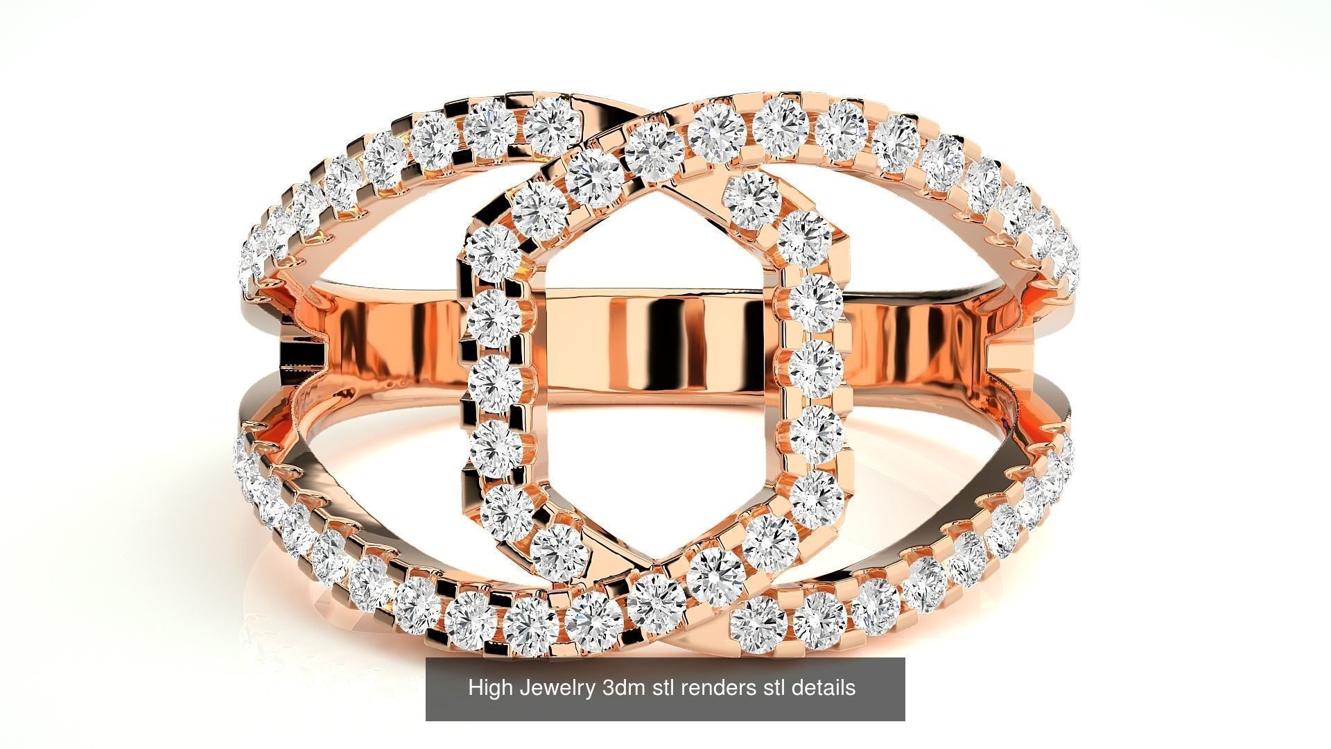 205 High Jewelry Cocktail Rings 3dm stl renders details 3D Model Collection_72