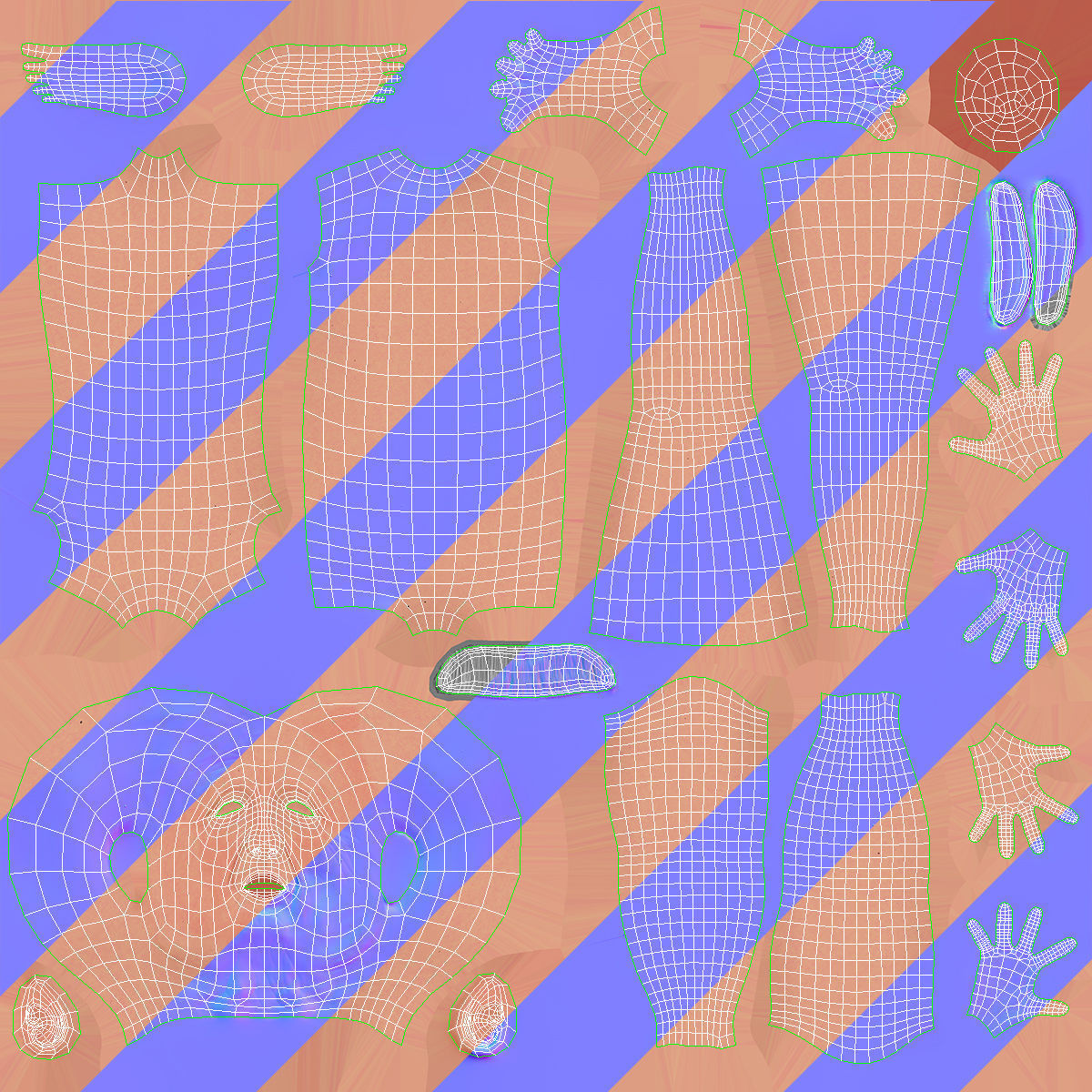 Cartoon Grandpa Rigged Low-poly 3D model_24