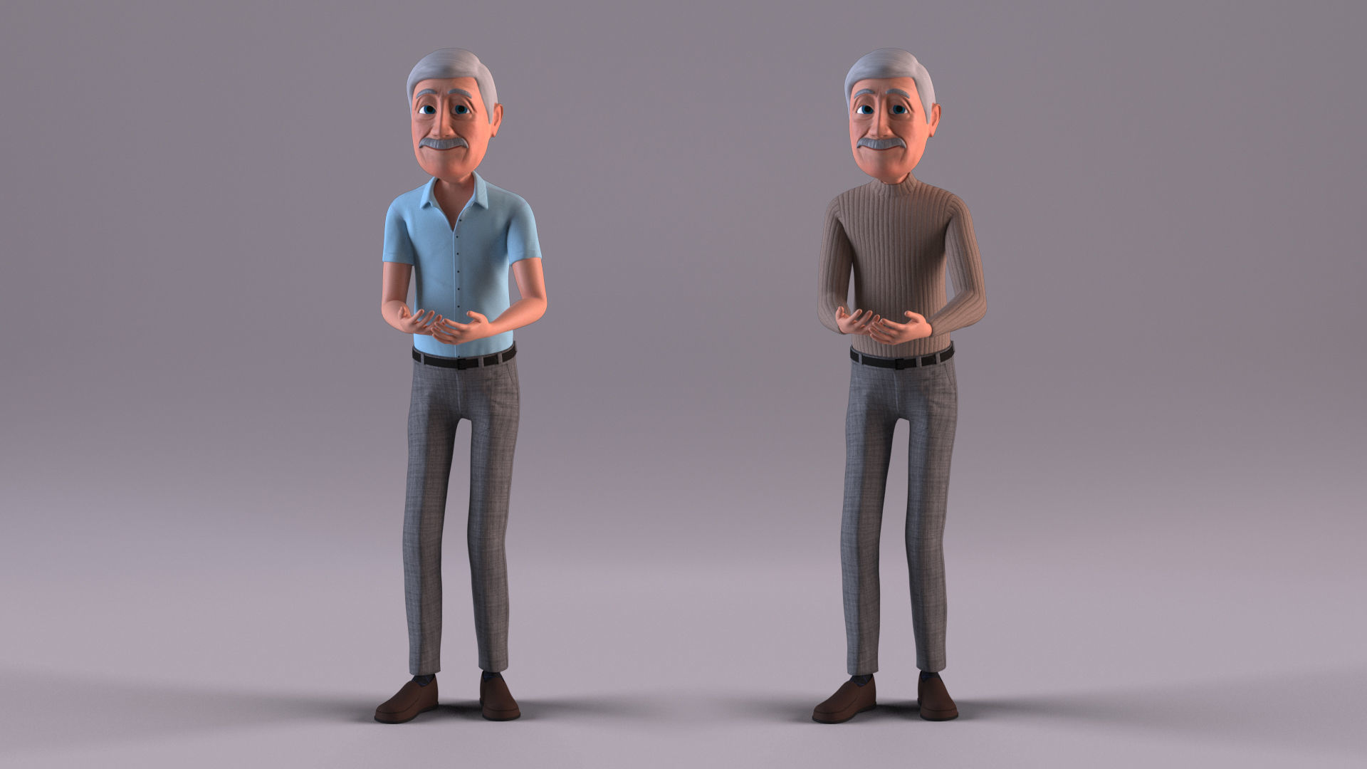 Cartoon Grandpa Rigged Low-poly 3D model_4