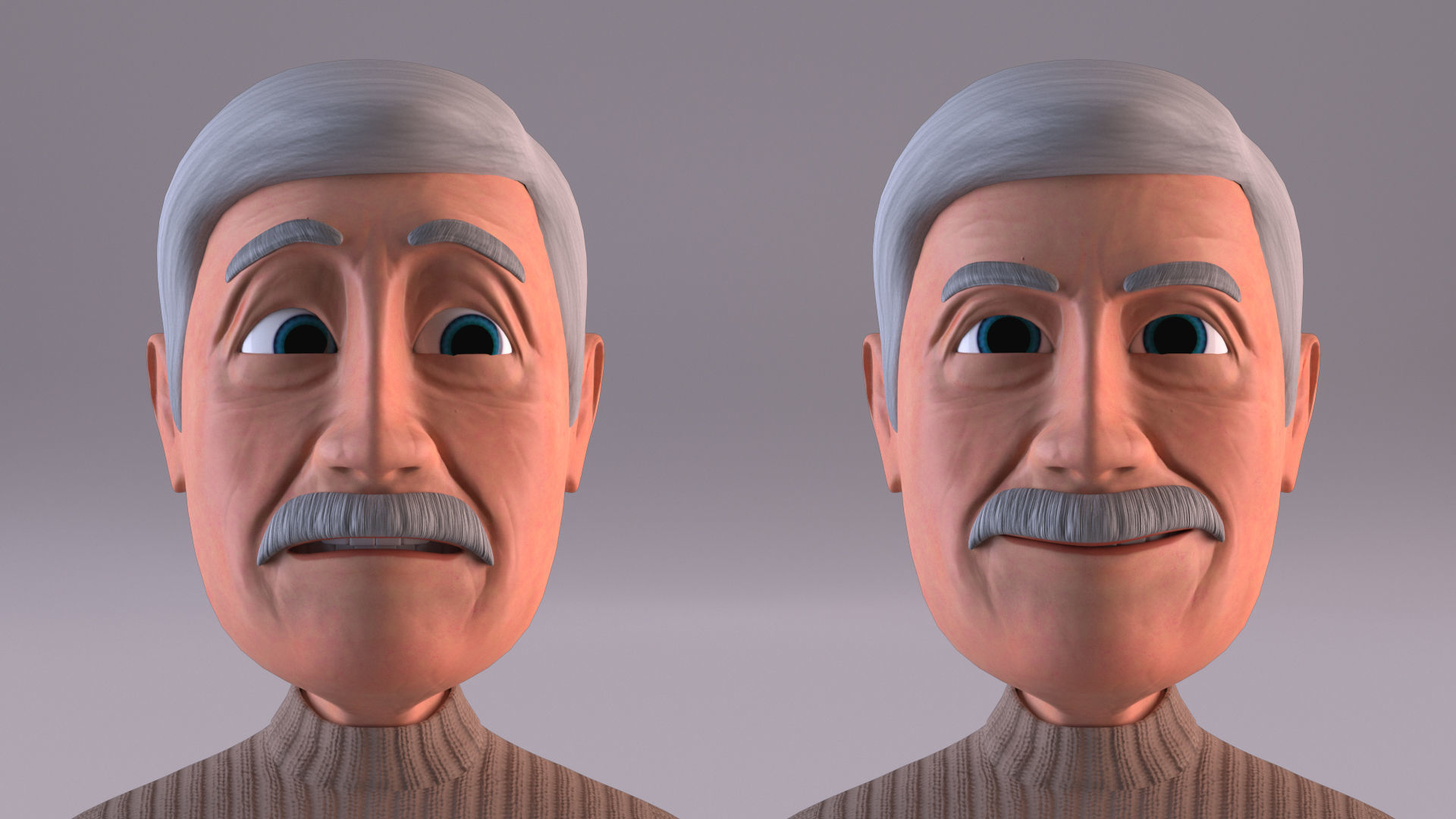 Cartoon Grandpa Rigged Low-poly 3D model_5