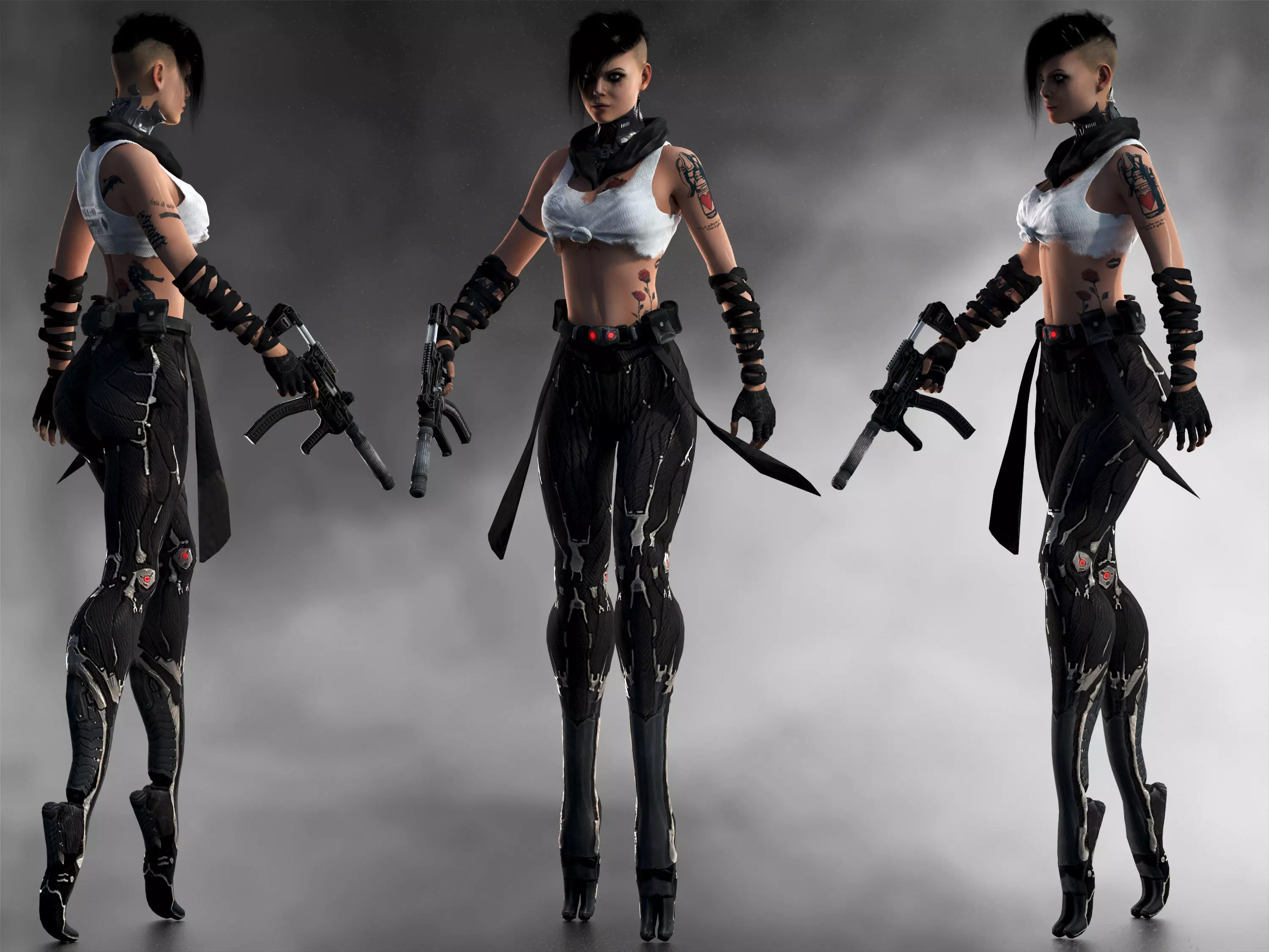 Cyber girl Low-poly 3D model_0