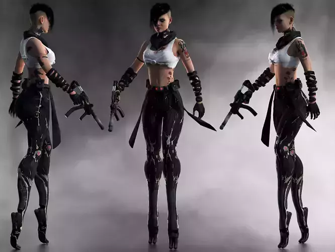 Cyber girl Low-poly 3D model Cyber girl Low-poly 3D model