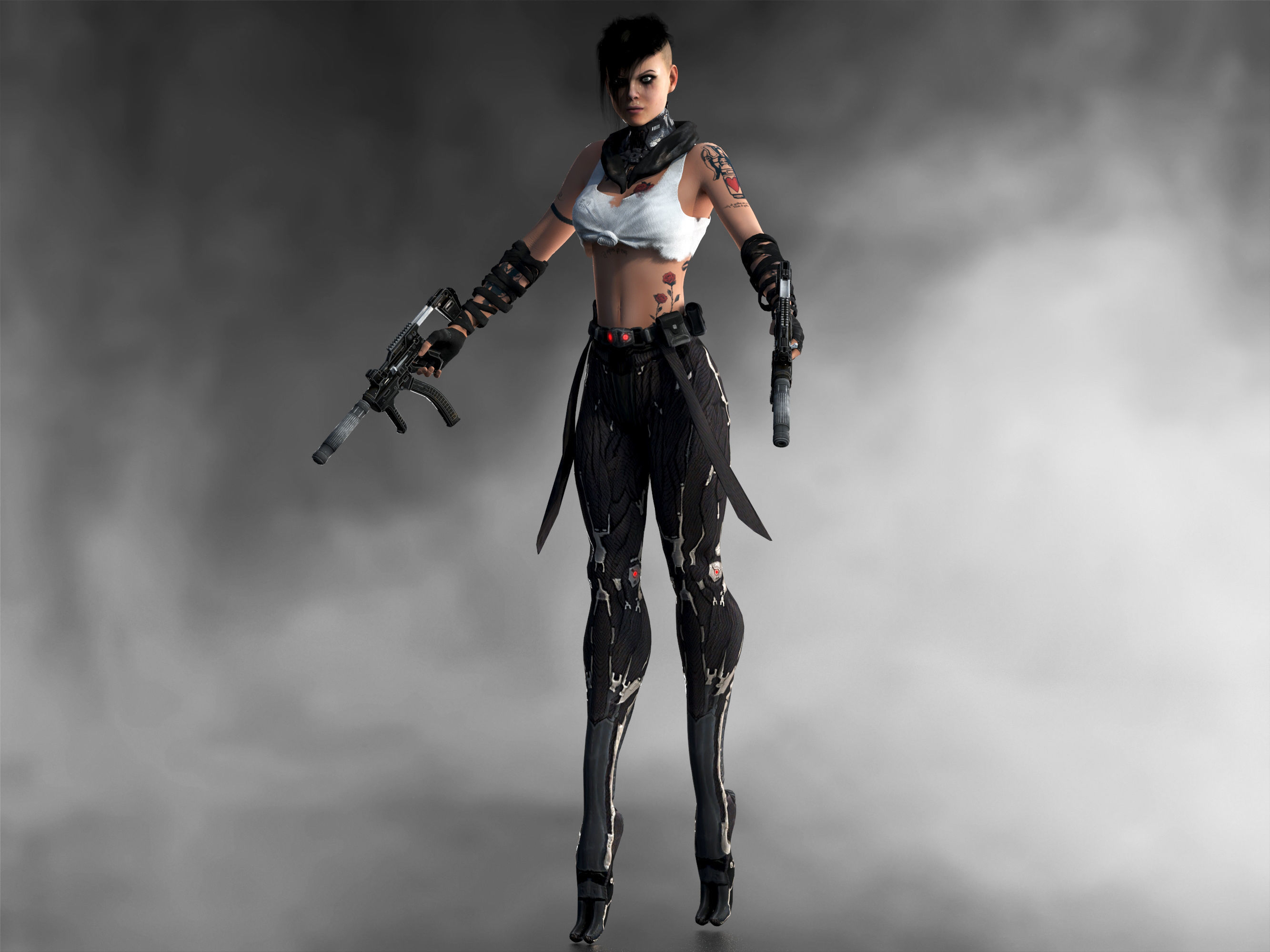 Cyber girl Low-poly 3D model_3