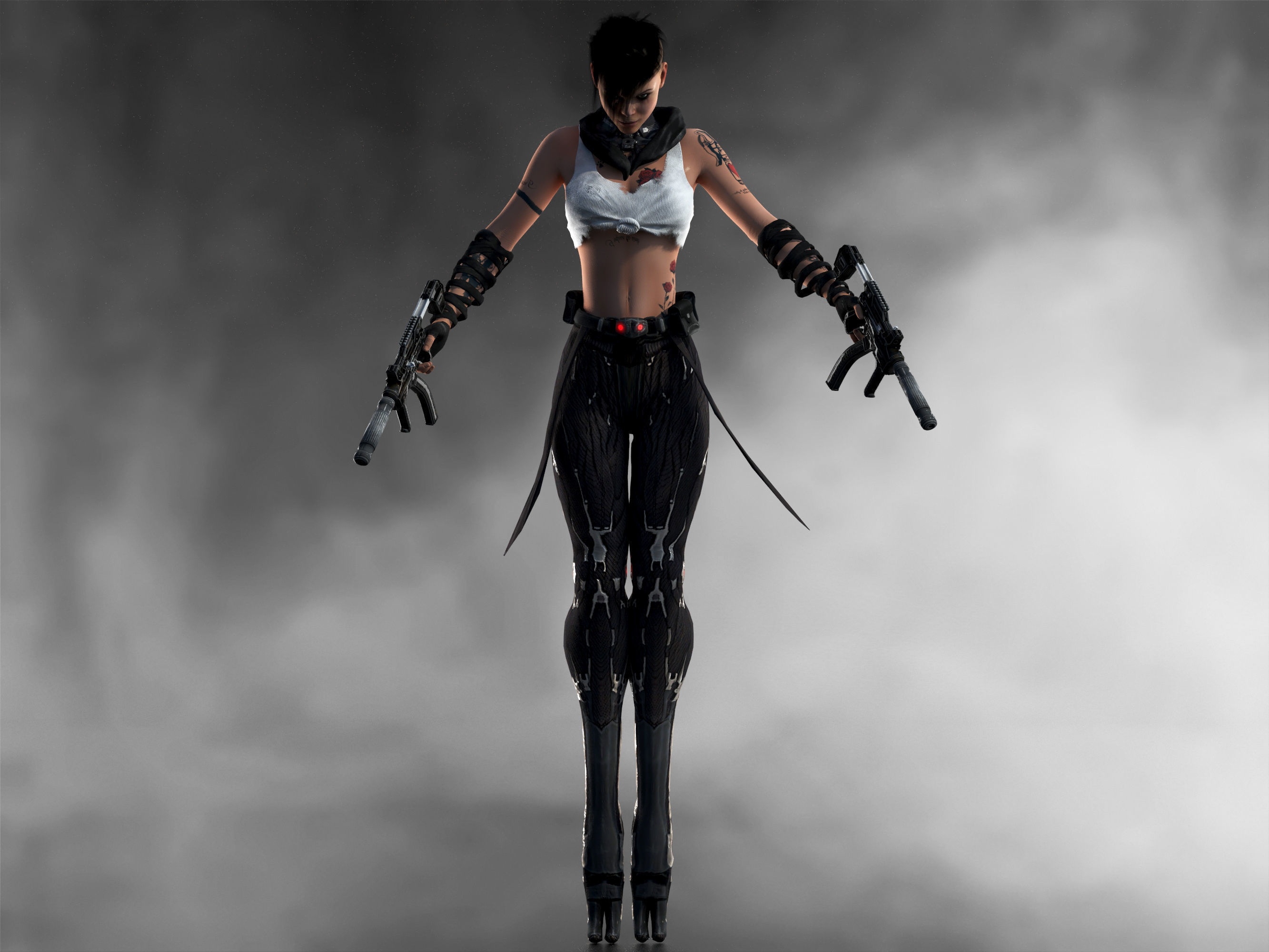 Cyber girl Low-poly 3D model_6