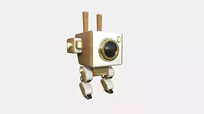 Robot C3 Wood - Sentinel Character SciFi Design Low-poly 3D model