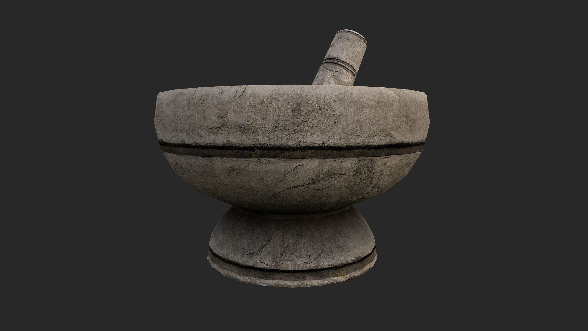 Mortar and pestle Medieval set Low-poly 3D model_15