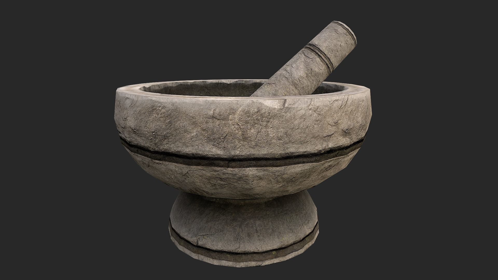 Mortar and pestle Medieval set Low-poly 3D model_19