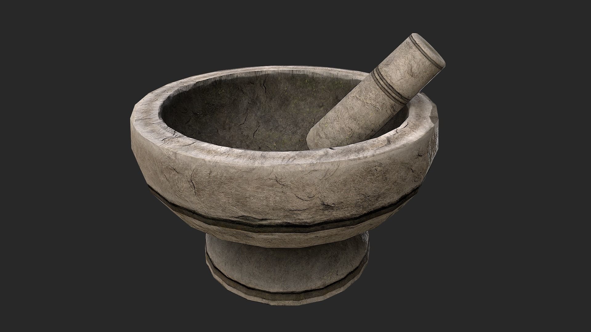 Mortar and pestle Medieval set Low-poly 3D model_3