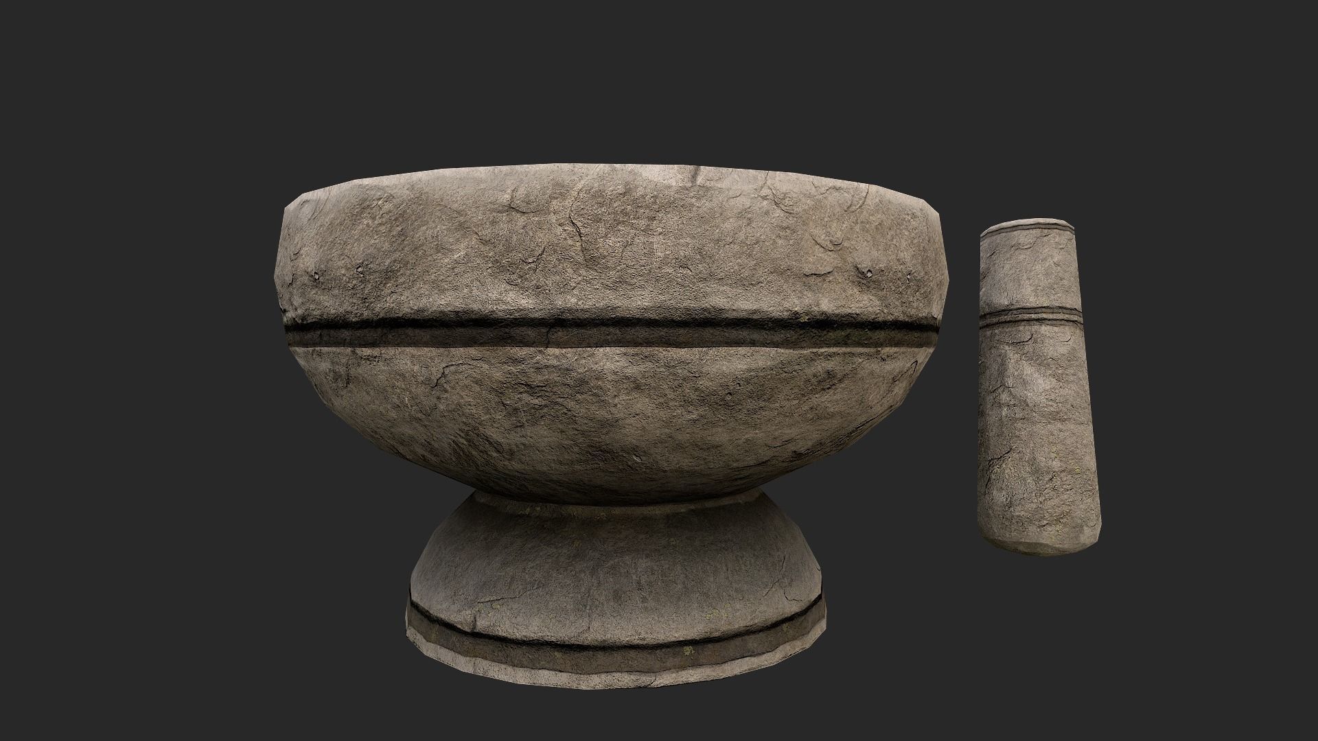 Mortar and pestle Medieval set Low-poly 3D model_4
