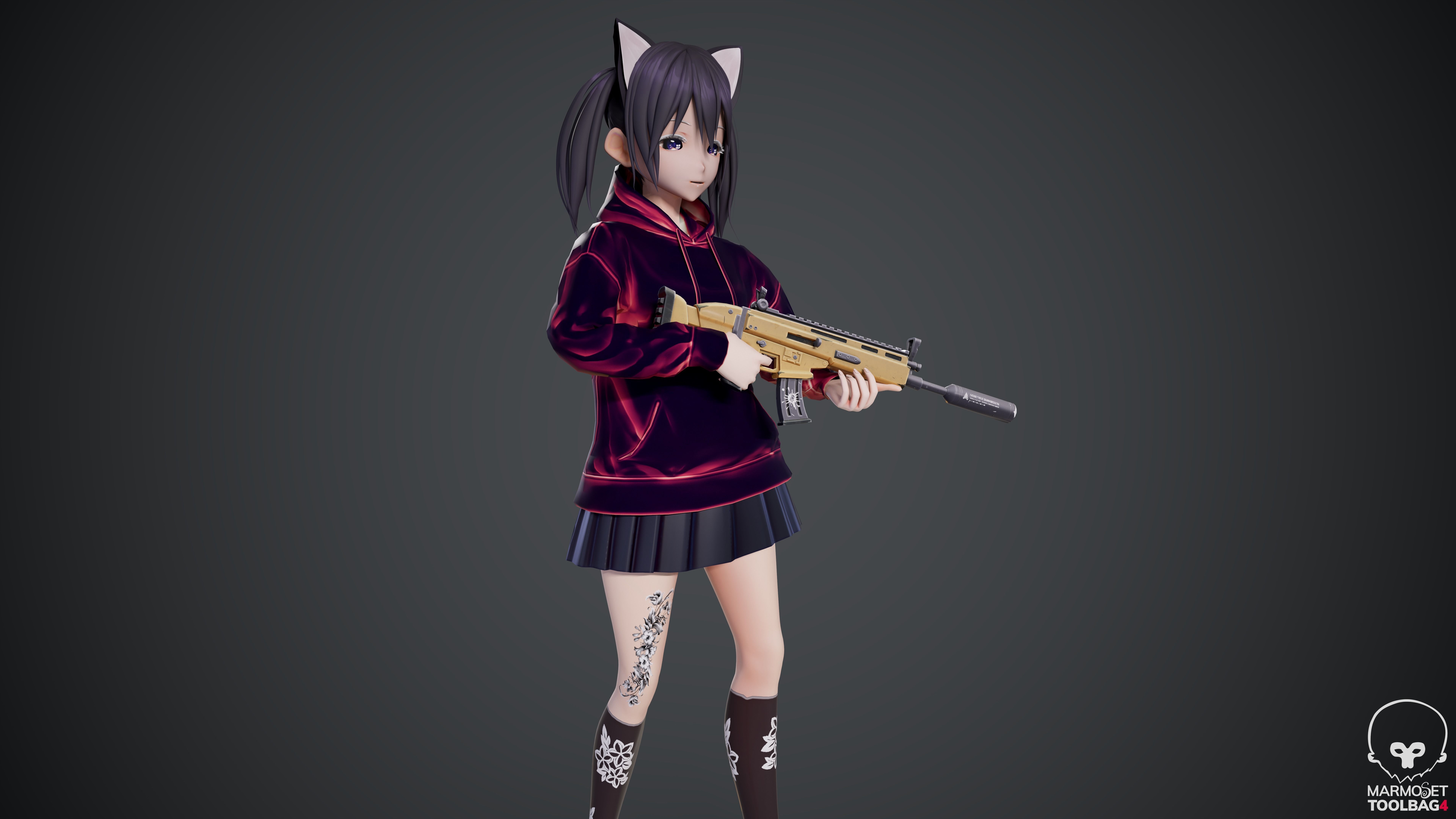 Kitty - Game Ready Character Low-poly 3D model_5