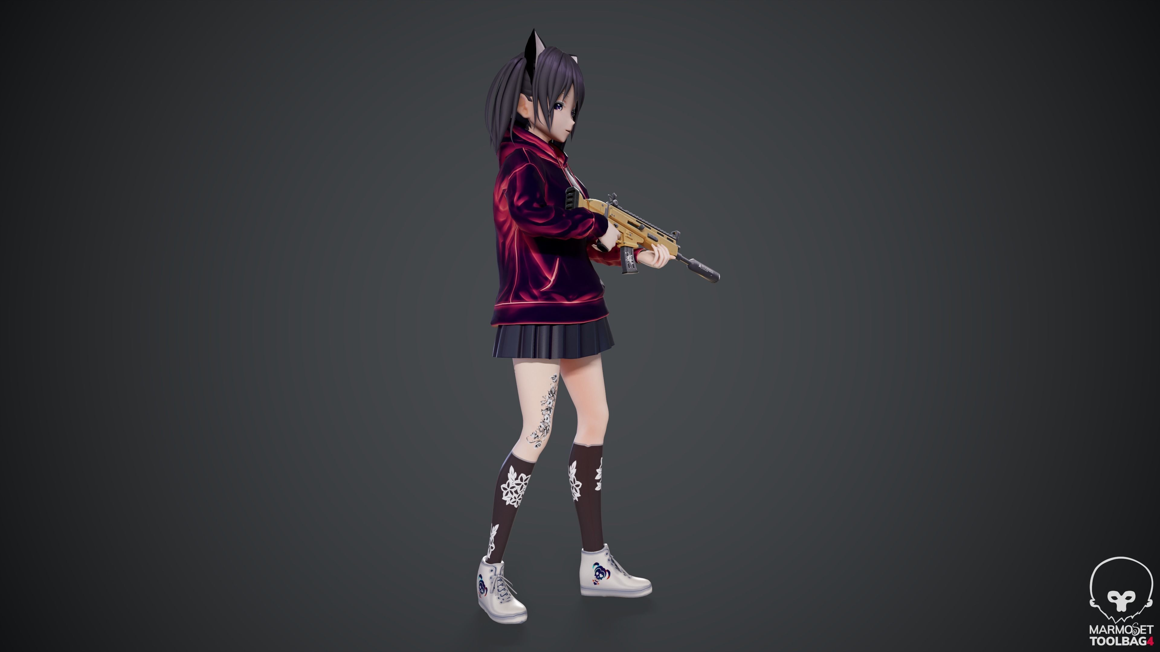 Kitty - Game Ready Character Low-poly 3D model_9