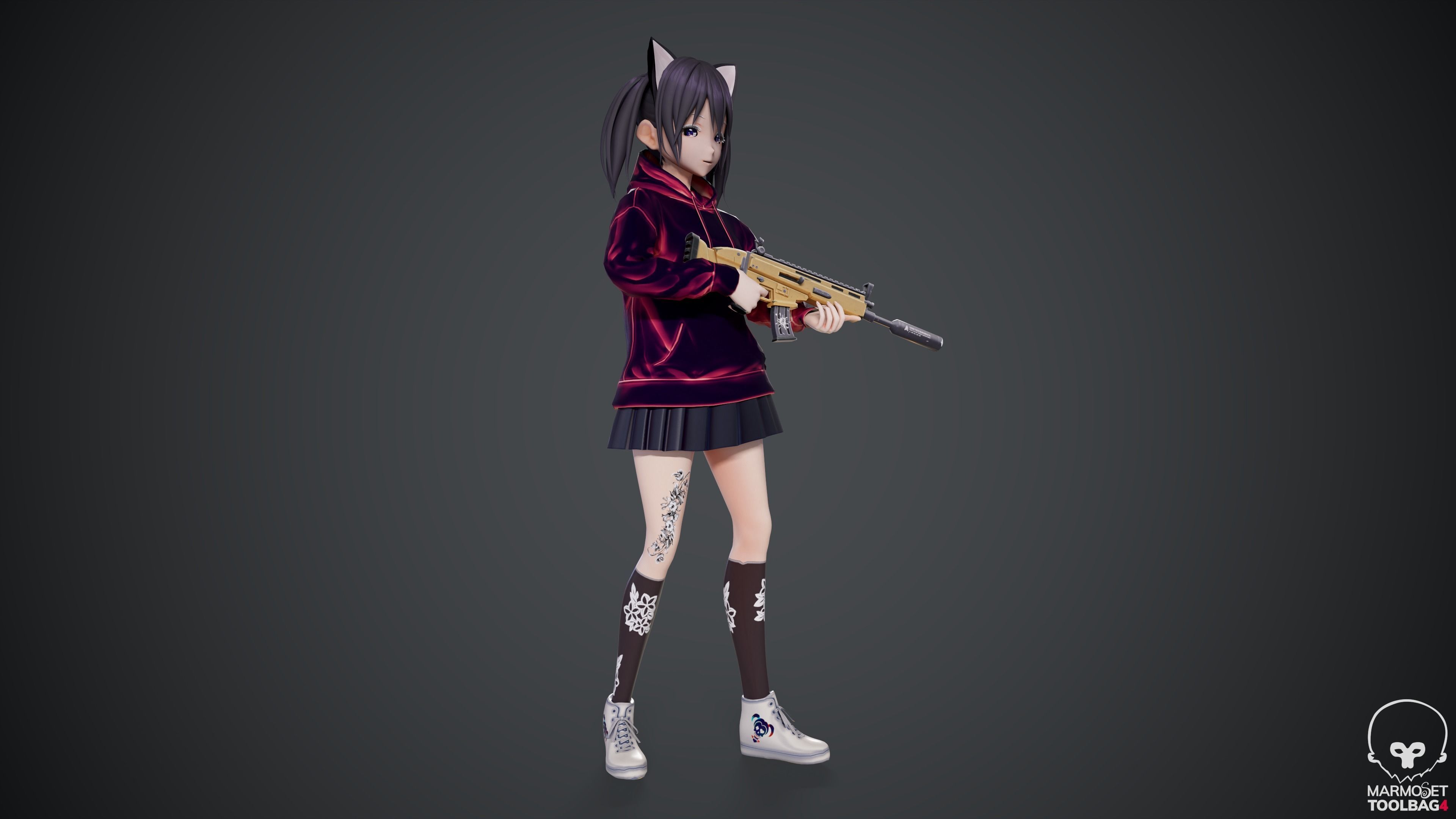 Kitty - Game Ready Character Low-poly 3D model_7