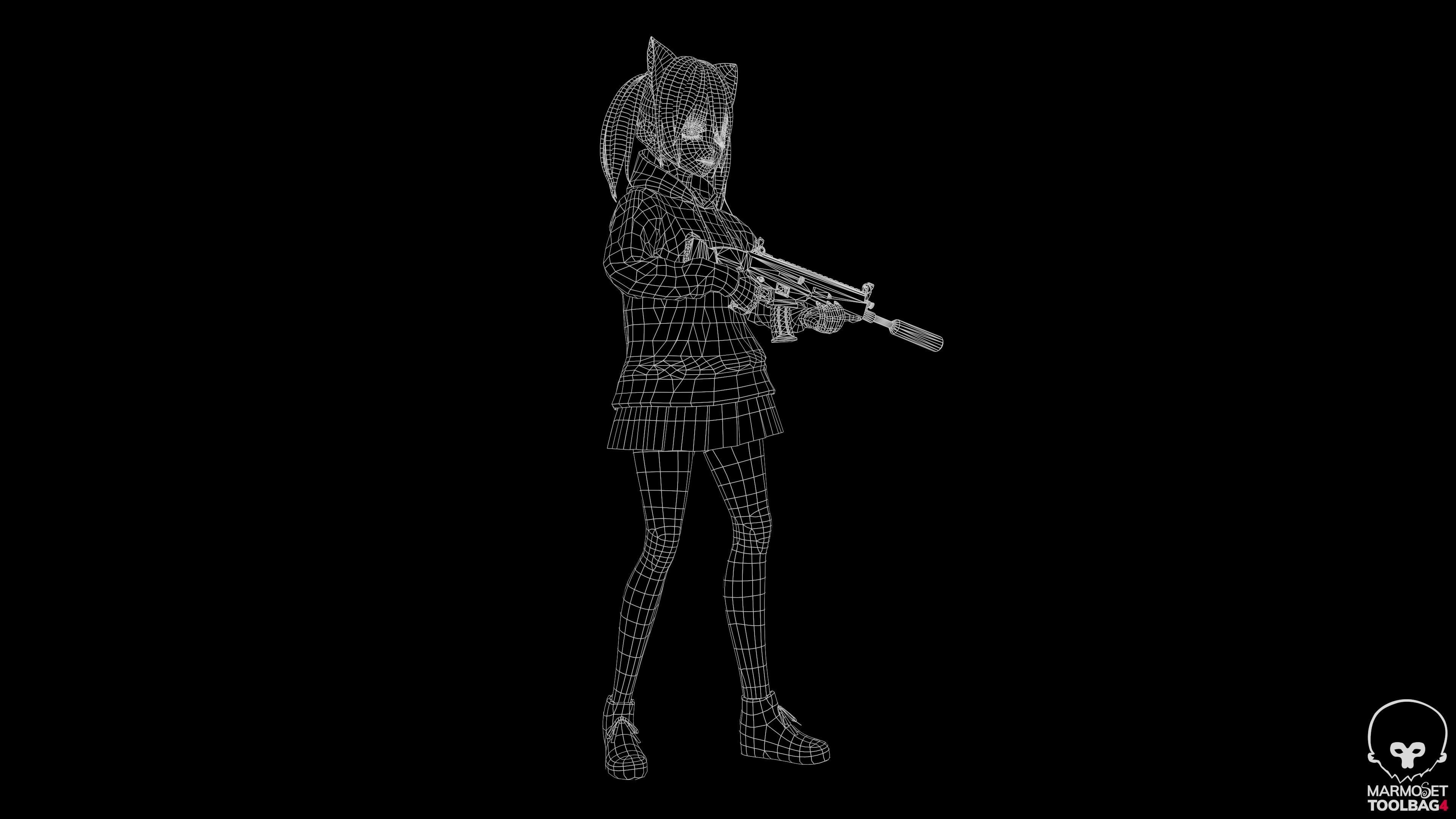 Kitty - Game Ready Character Low-poly 3D model_19