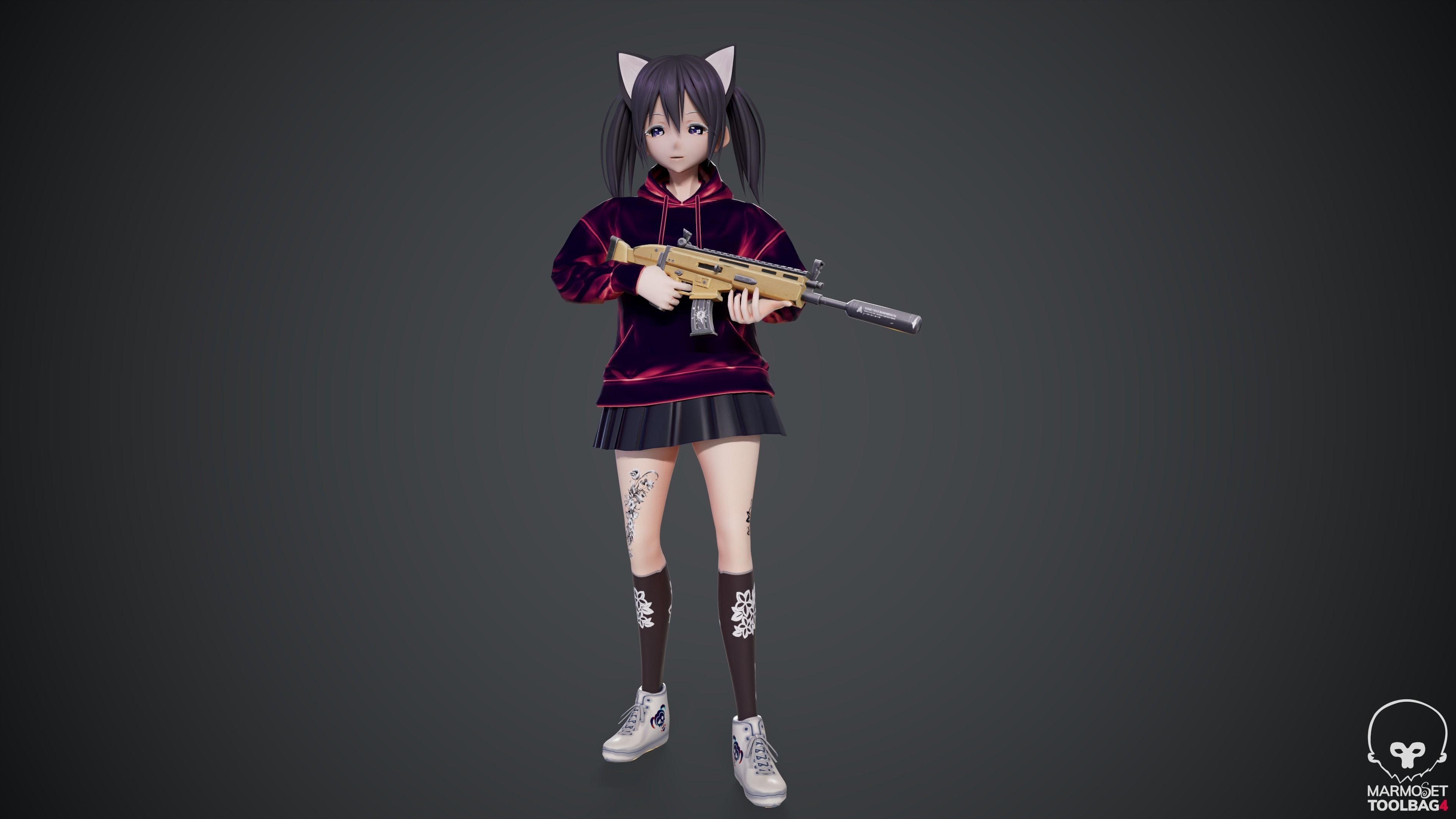 Kitty - Game Ready Character Low-poly 3D model_8