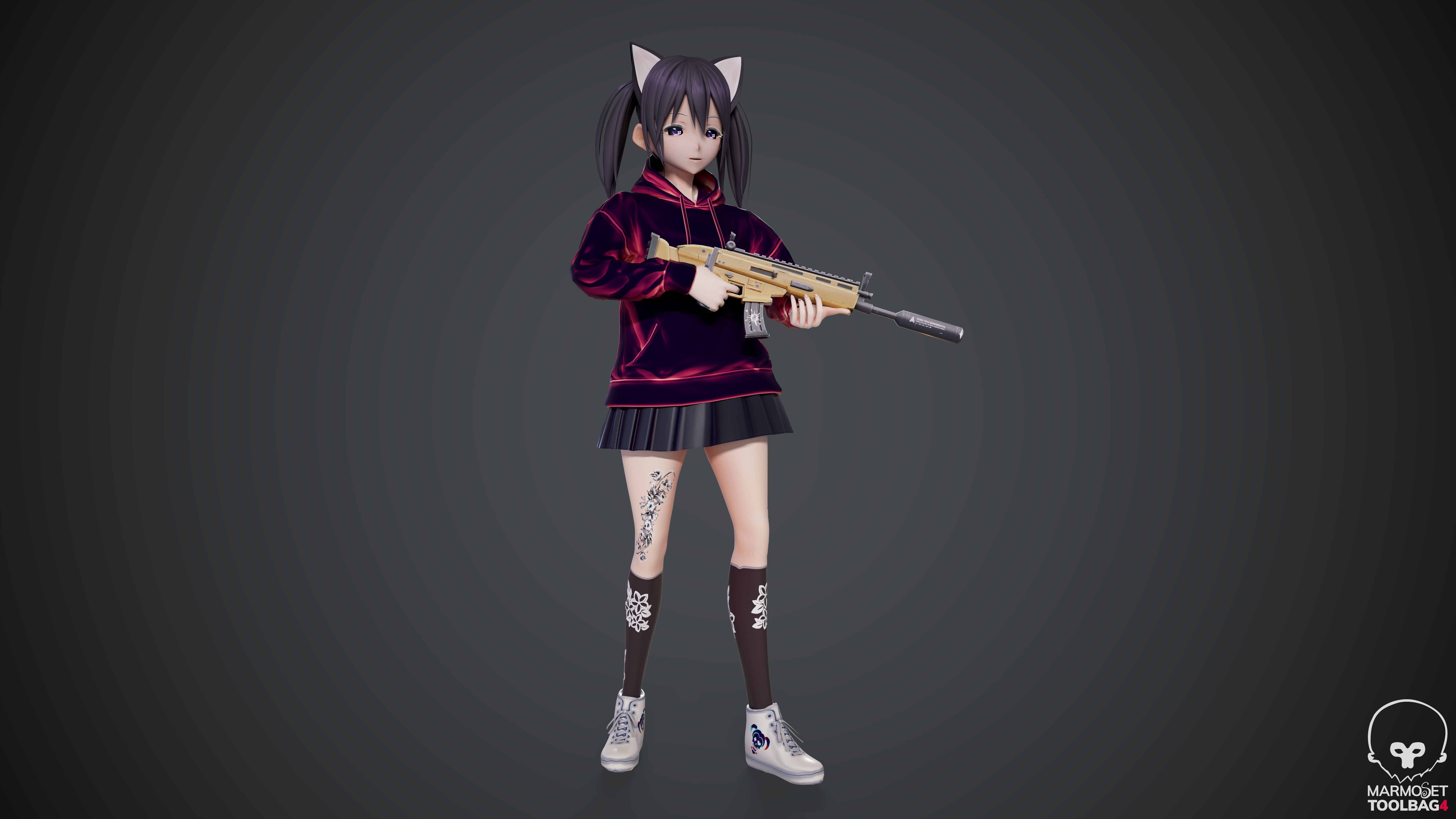 Kitty - Game Ready Character Low-poly 3D model_4
